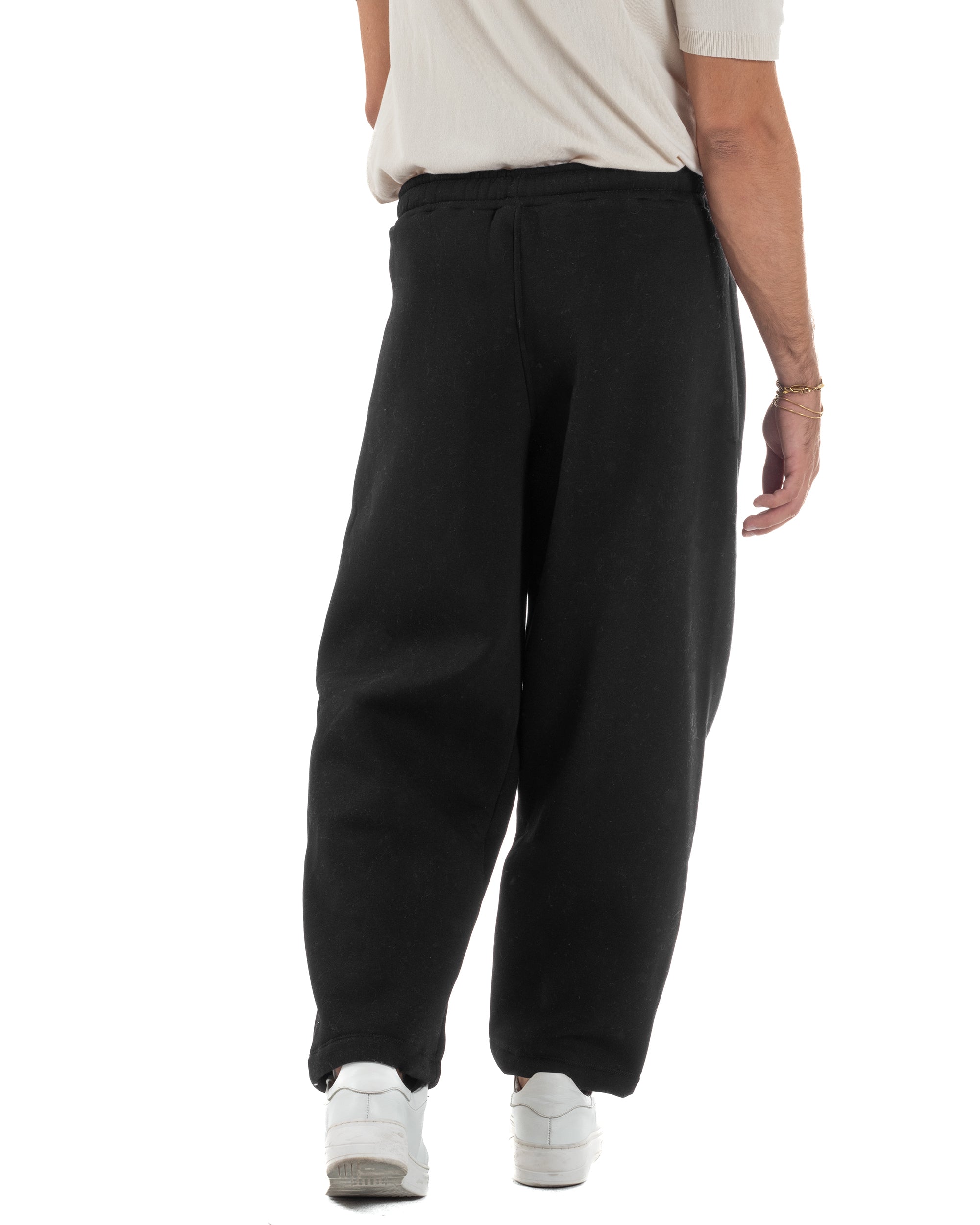 Pantaloni Tuta Balloon Fit Cotone Pantalaccio Japan Baggy Nero P6361A