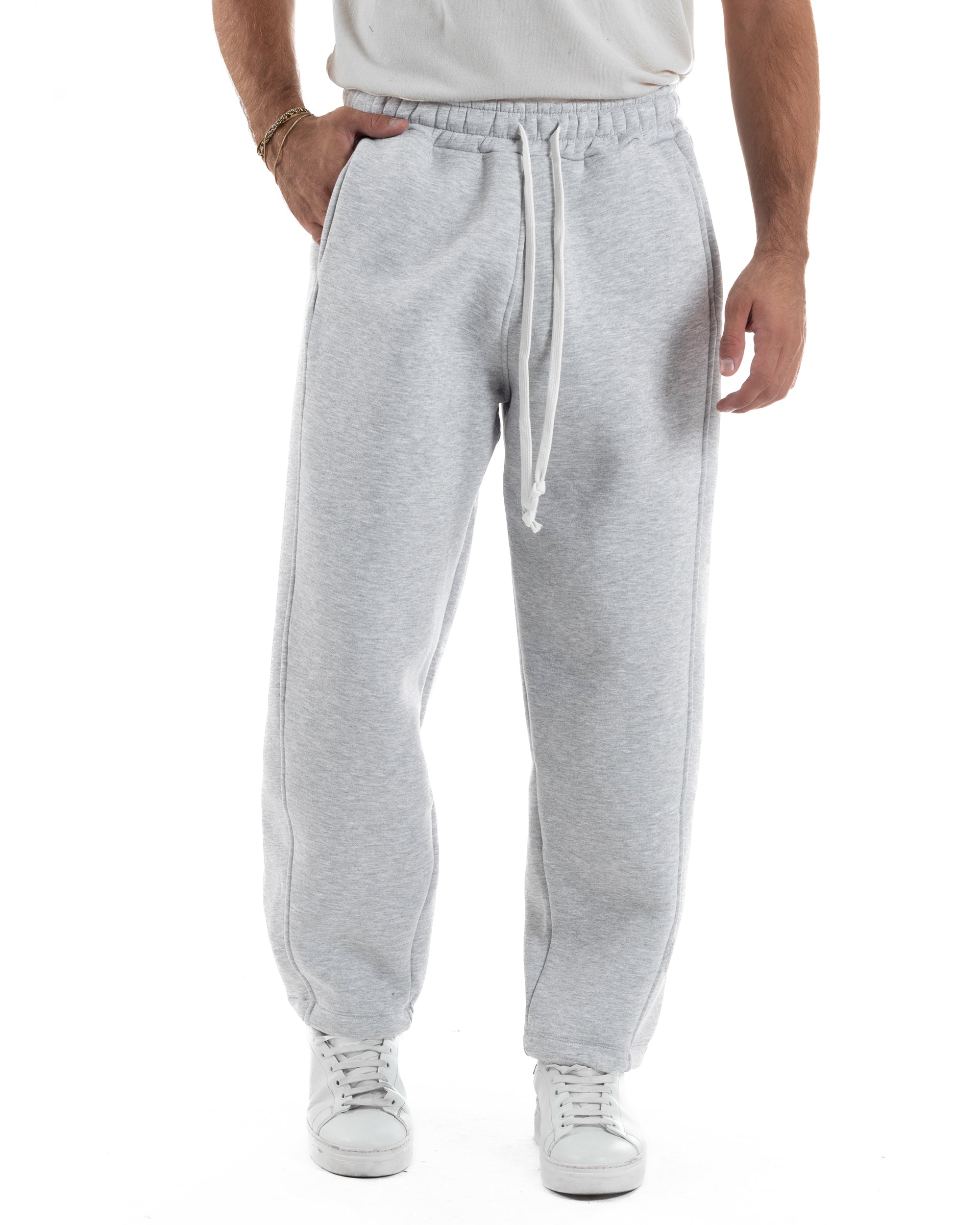 Pantaloni Tuta Balloon Fit Cotone Pantalaccio Japan Baggy Grigio P6363A