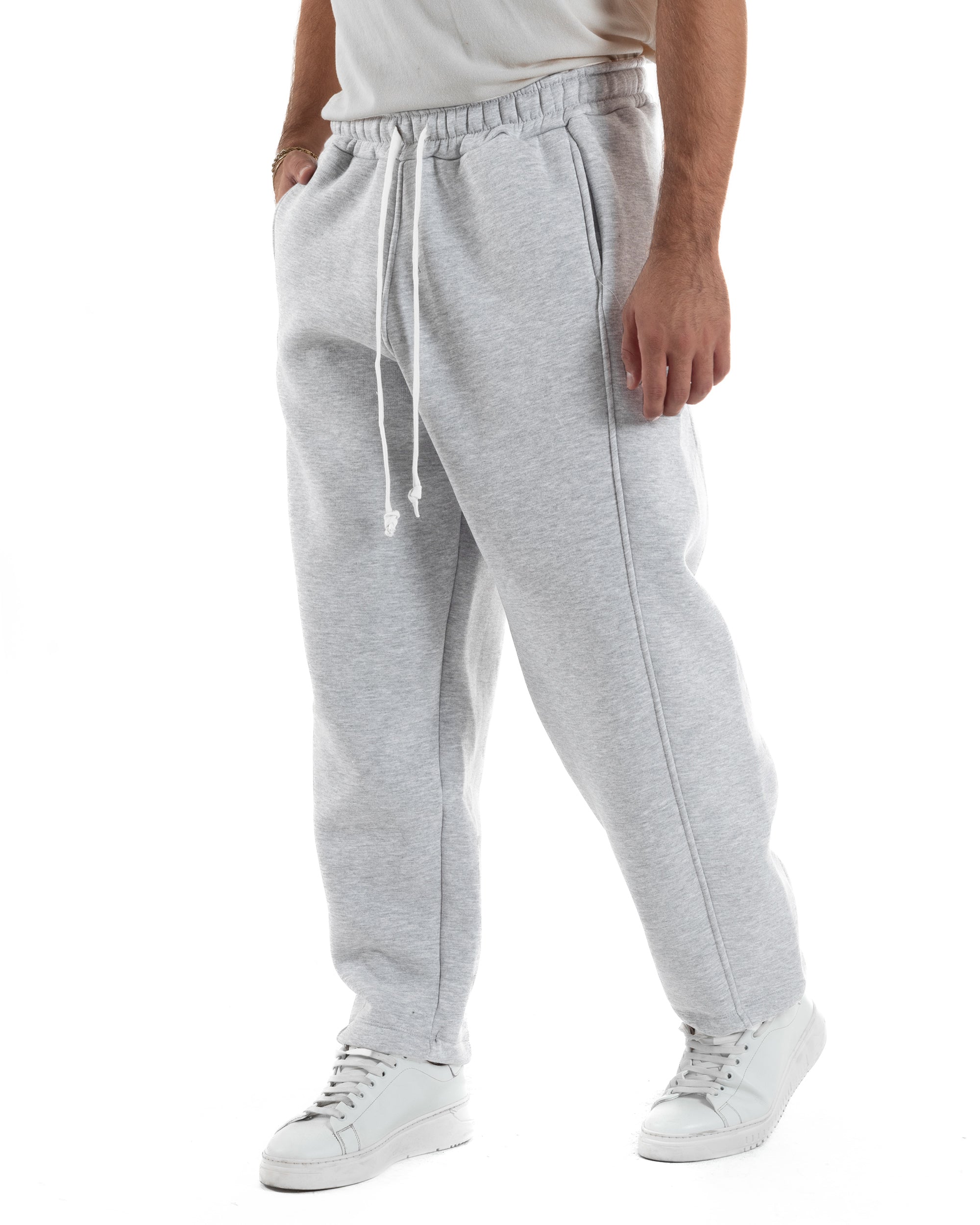 Pantaloni Tuta Balloon Fit Cotone Pantalaccio Japan Baggy Grigio P6363A