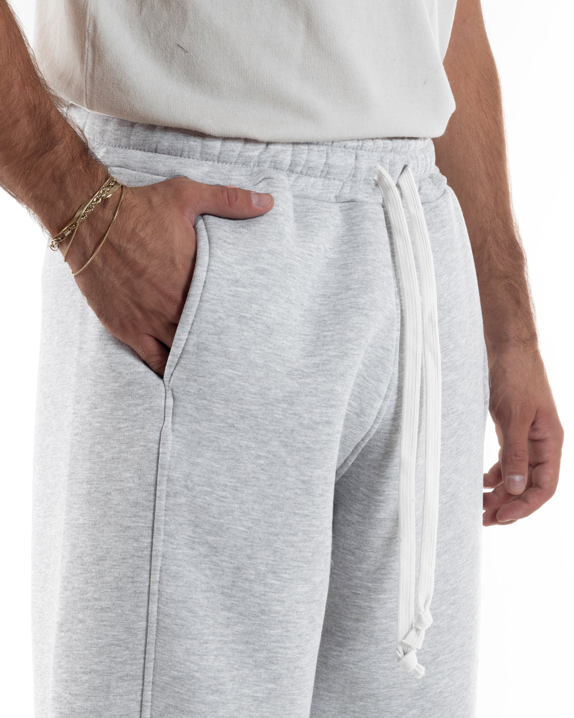 Pantaloni Tuta Balloon Fit Cotone Pantalaccio Japan Baggy Grigio P6363A