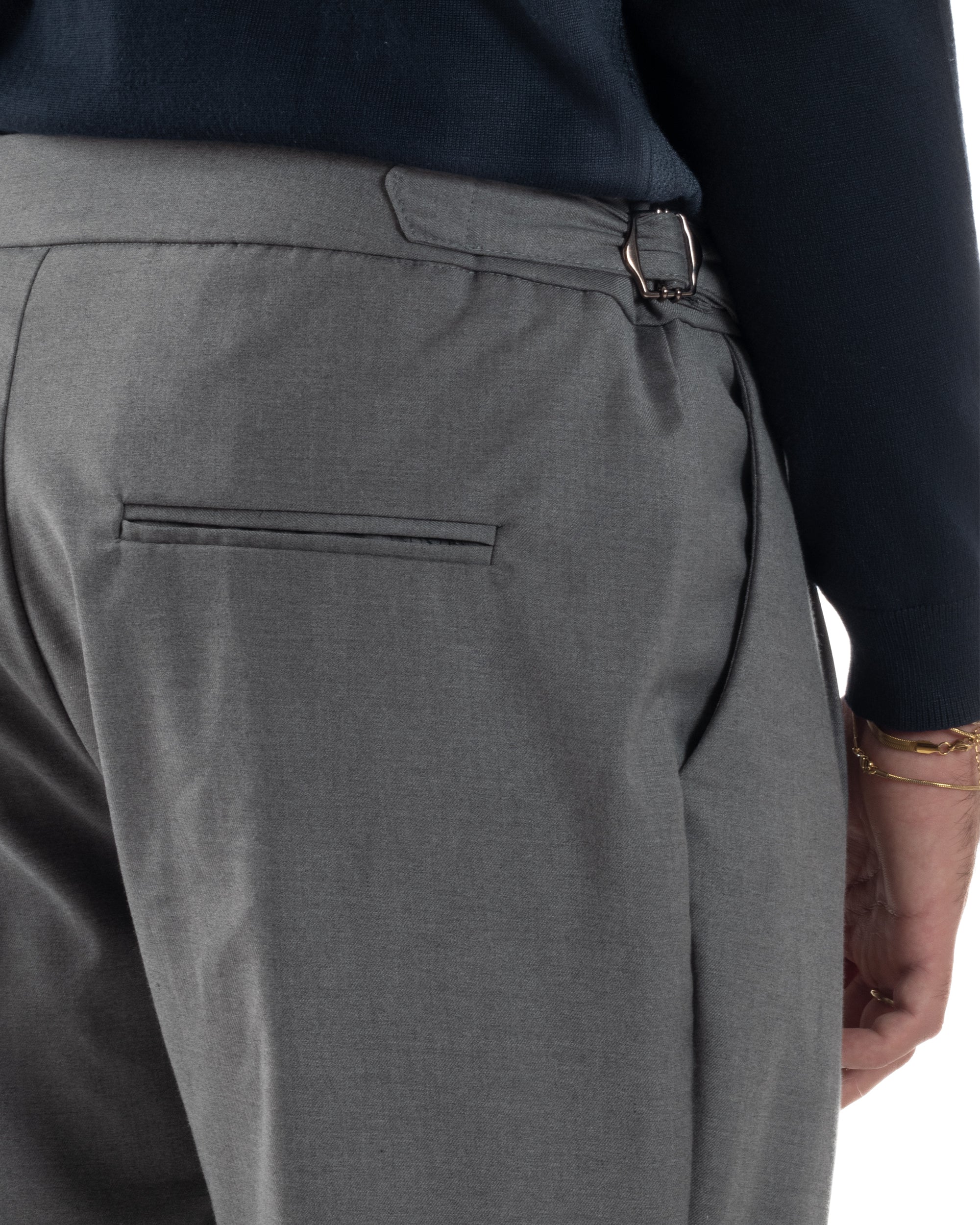 Pantaloni Uomo Viscosa Fibbia Abbottonatura Allungata Gurkha Pants Grigio BlackSunday P6378A