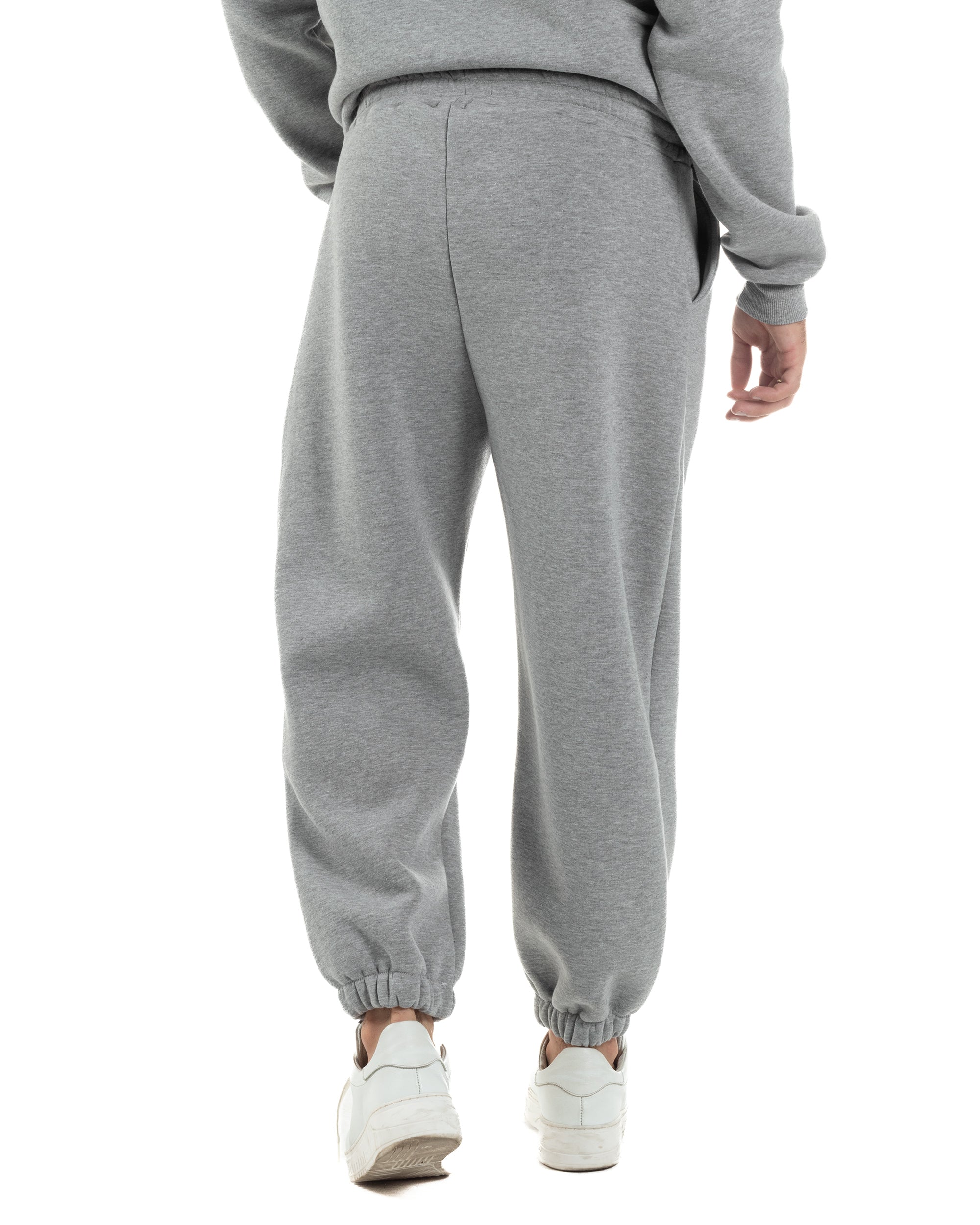 Pantaloni Tuta Jogger Felpato Logo Tinta Unita Grigio Berna M-252022