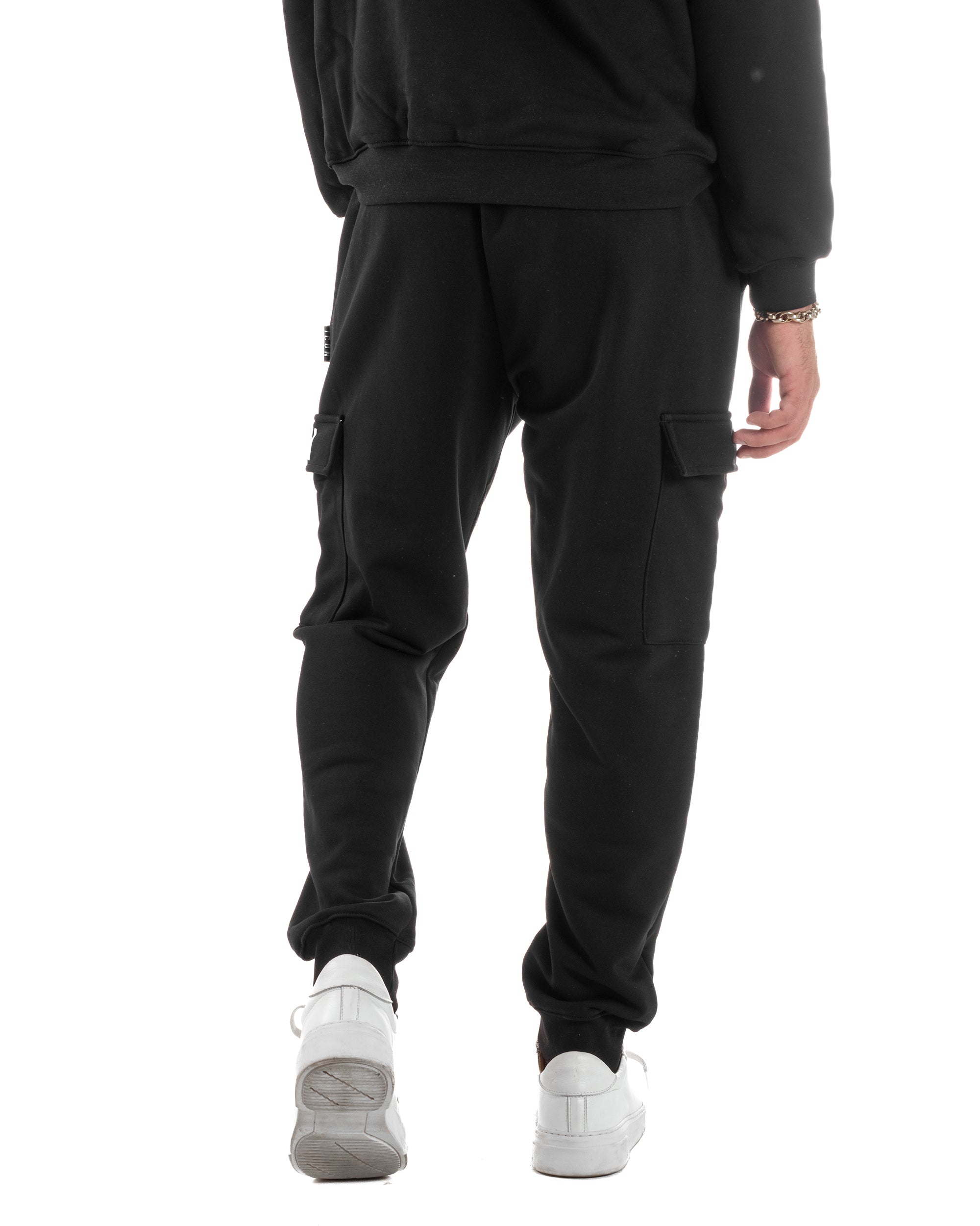 Pantaloni Tuta Pantalaccio Cargo Tasconi Nero ICON ICUF2W6P002