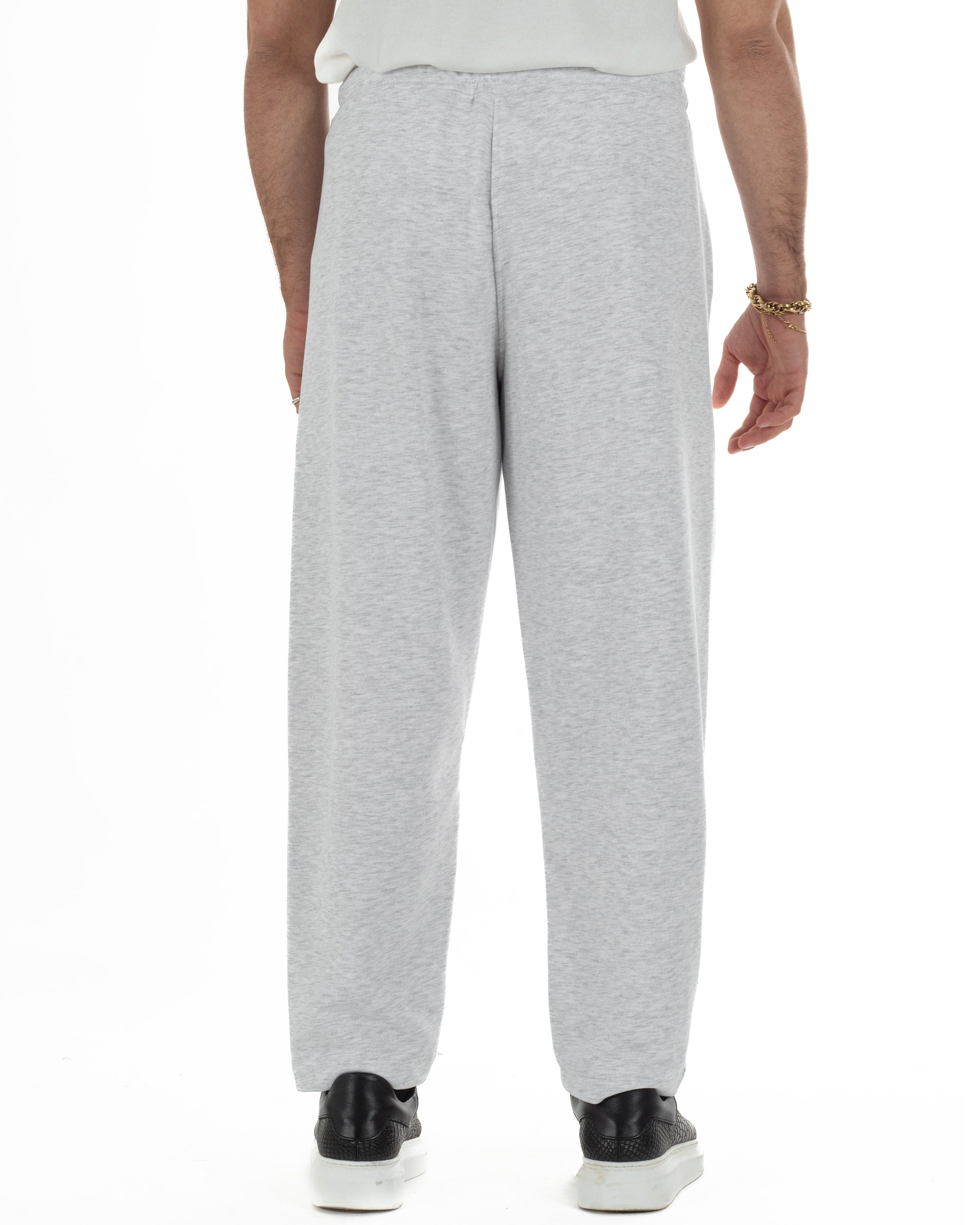 Dettaglio tessuto leggero pantaloni grigio balloon fit 65% cotone uomo