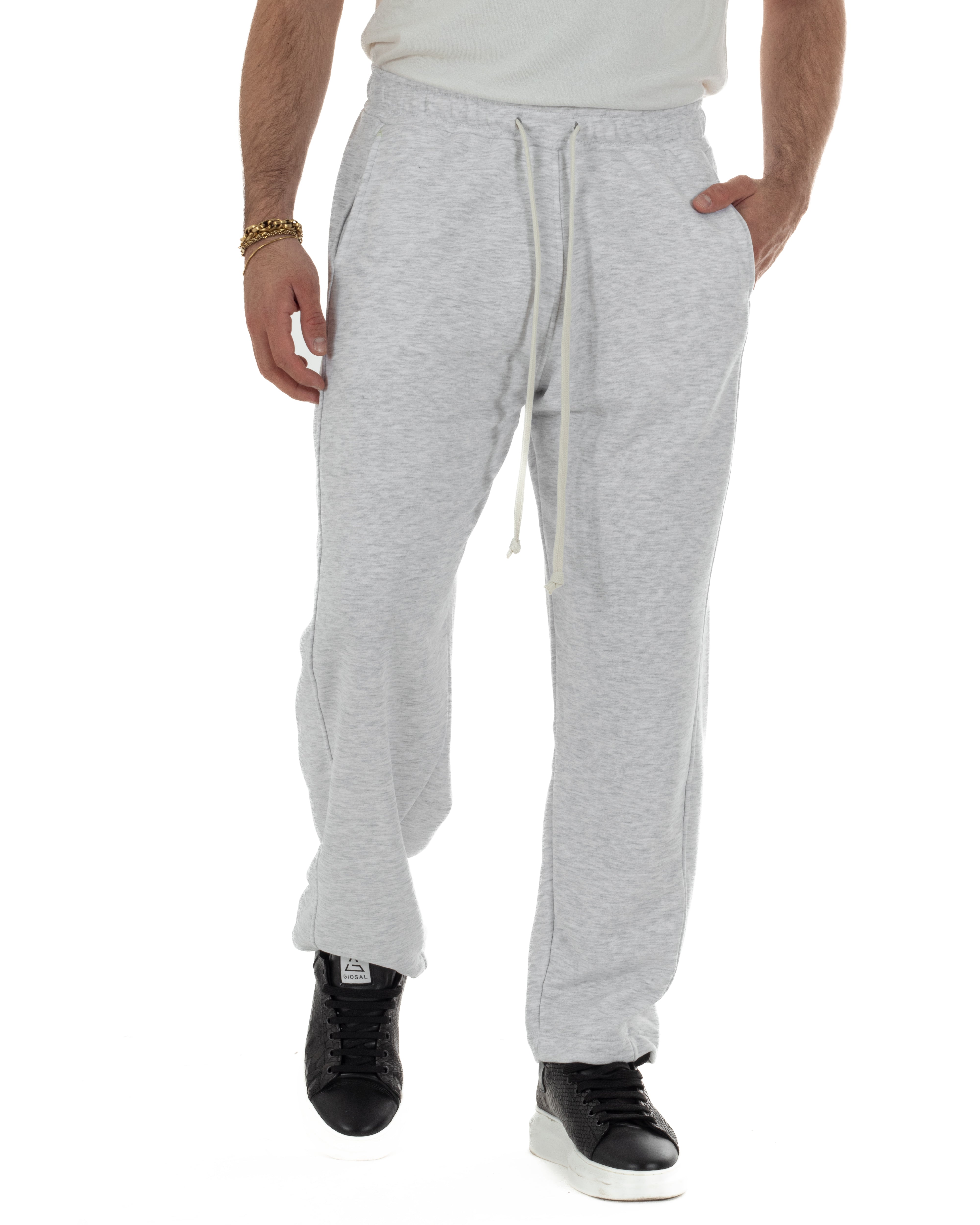  Pantaloni tuta uomo grigio balloon fit con coulisse in vita casual
