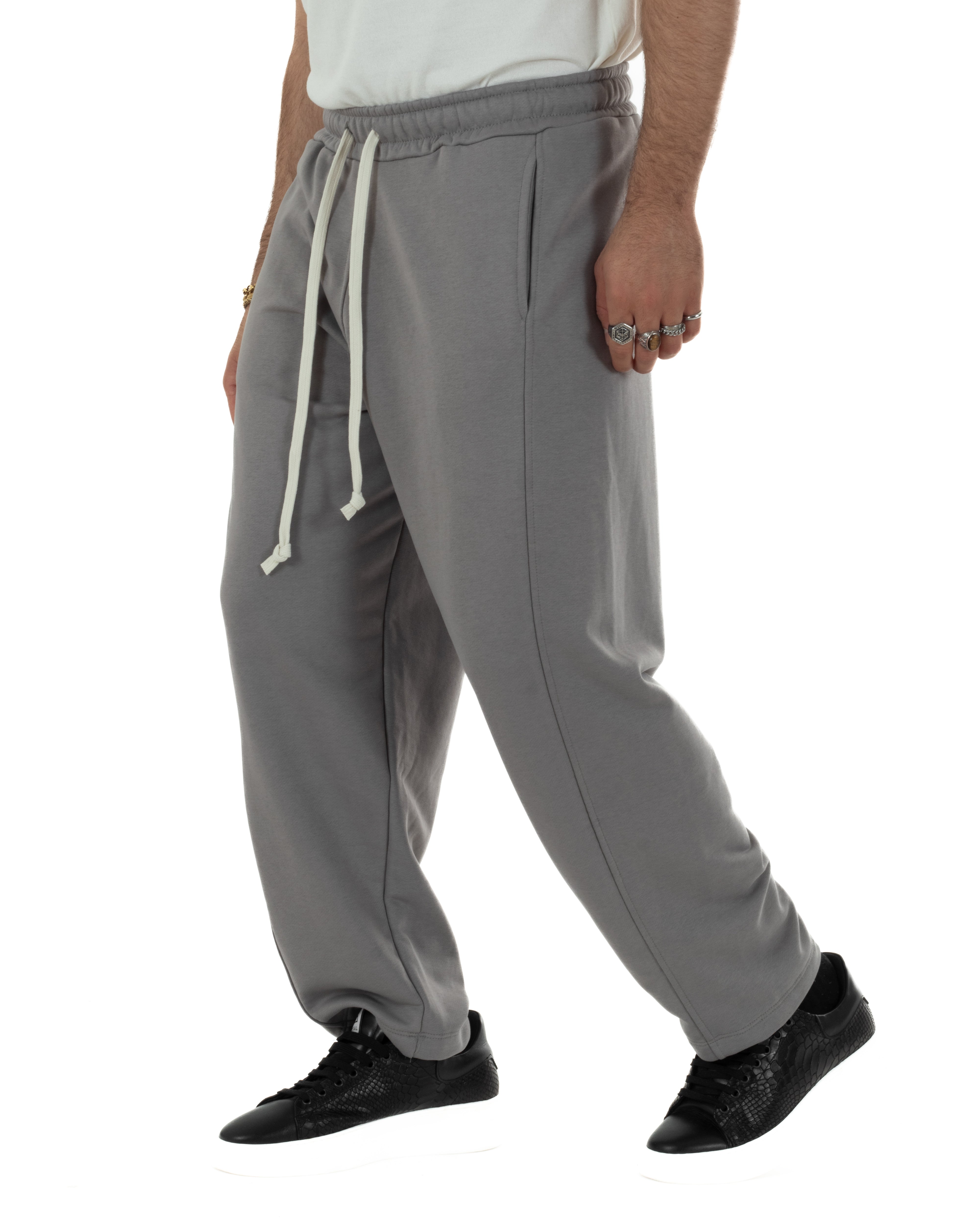 Pantaloni uomo tuta balloon fit cotone leggero pantalaccio japan baggy grigio piombo GIOSAL-P6442A