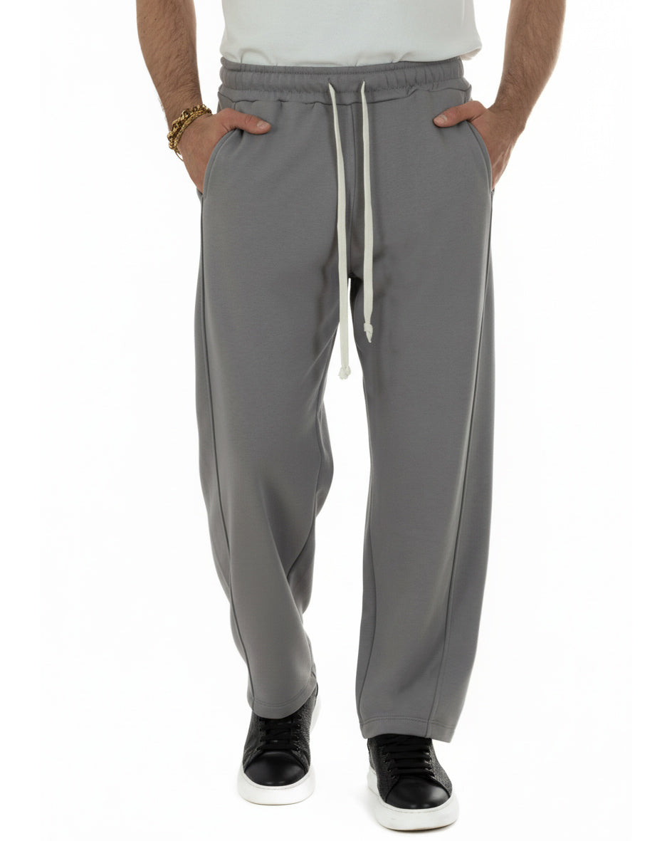 Pantaloni uomo tuta balloon fit cotone leggero pantalaccio japan baggy grigio piombo GIOSAL-P6442A
