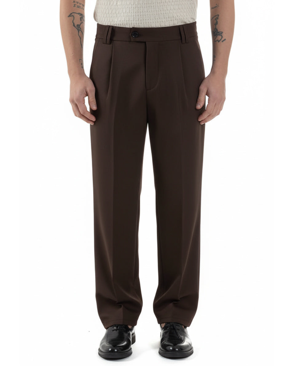Fondo ampio pantaloni marrone baggy viscosa