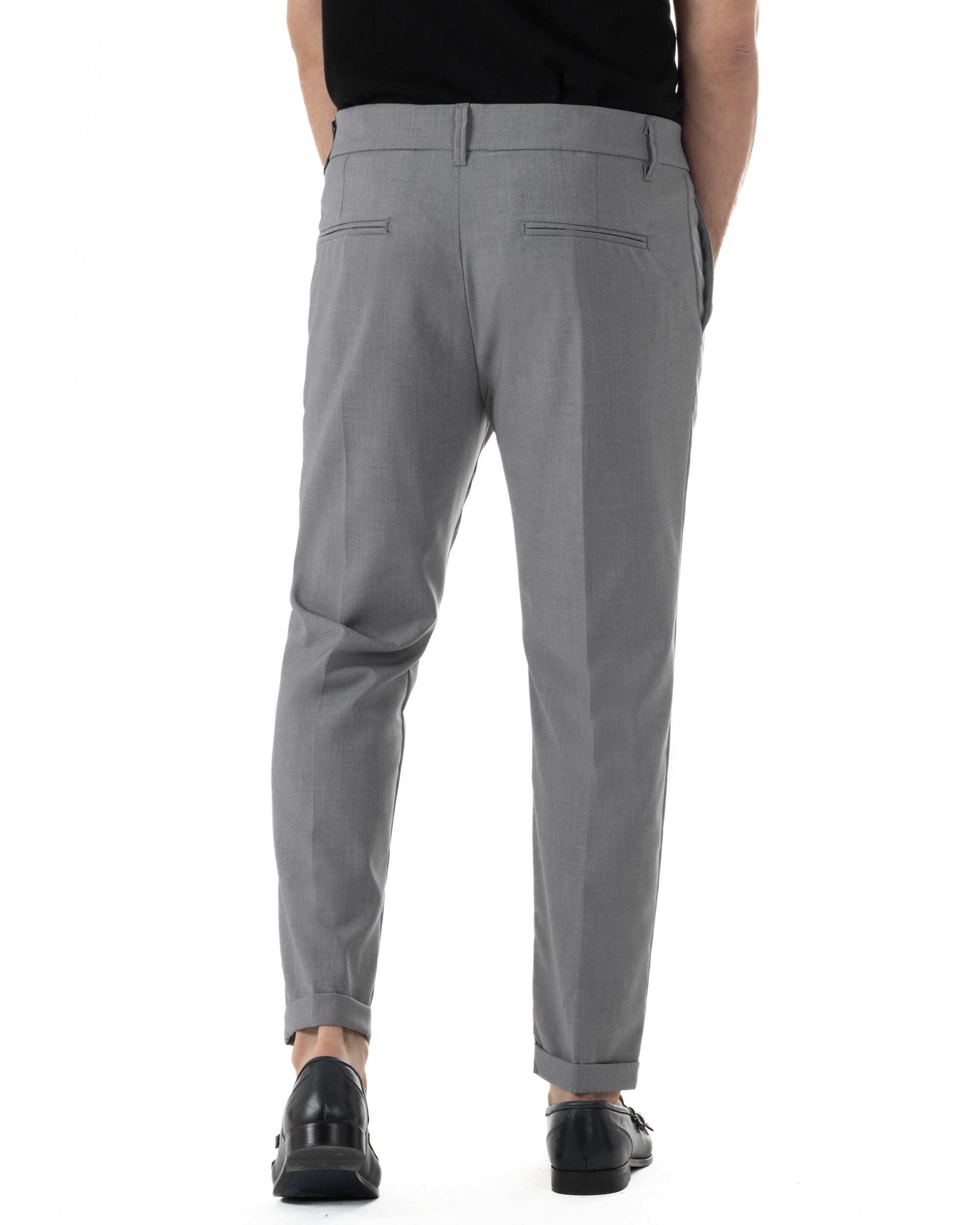 Pantaloni uomo viscosa pinces classico abbottonatura allungata estivo grigio GIOSAL-P6453A