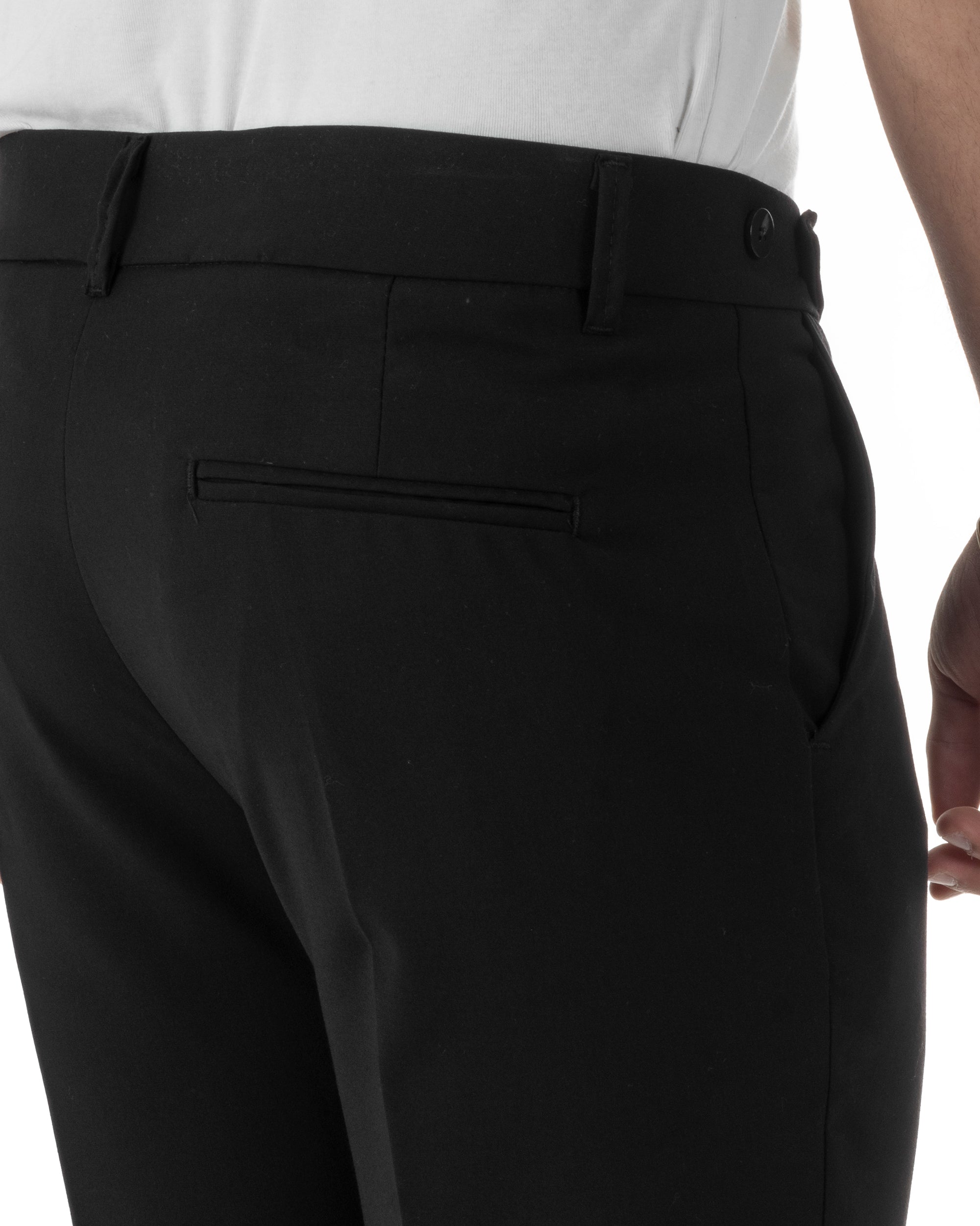 Pantaloni uomo viscosa pinces classico abbottonatura allungata estivo nero GIOSAL-P6454A