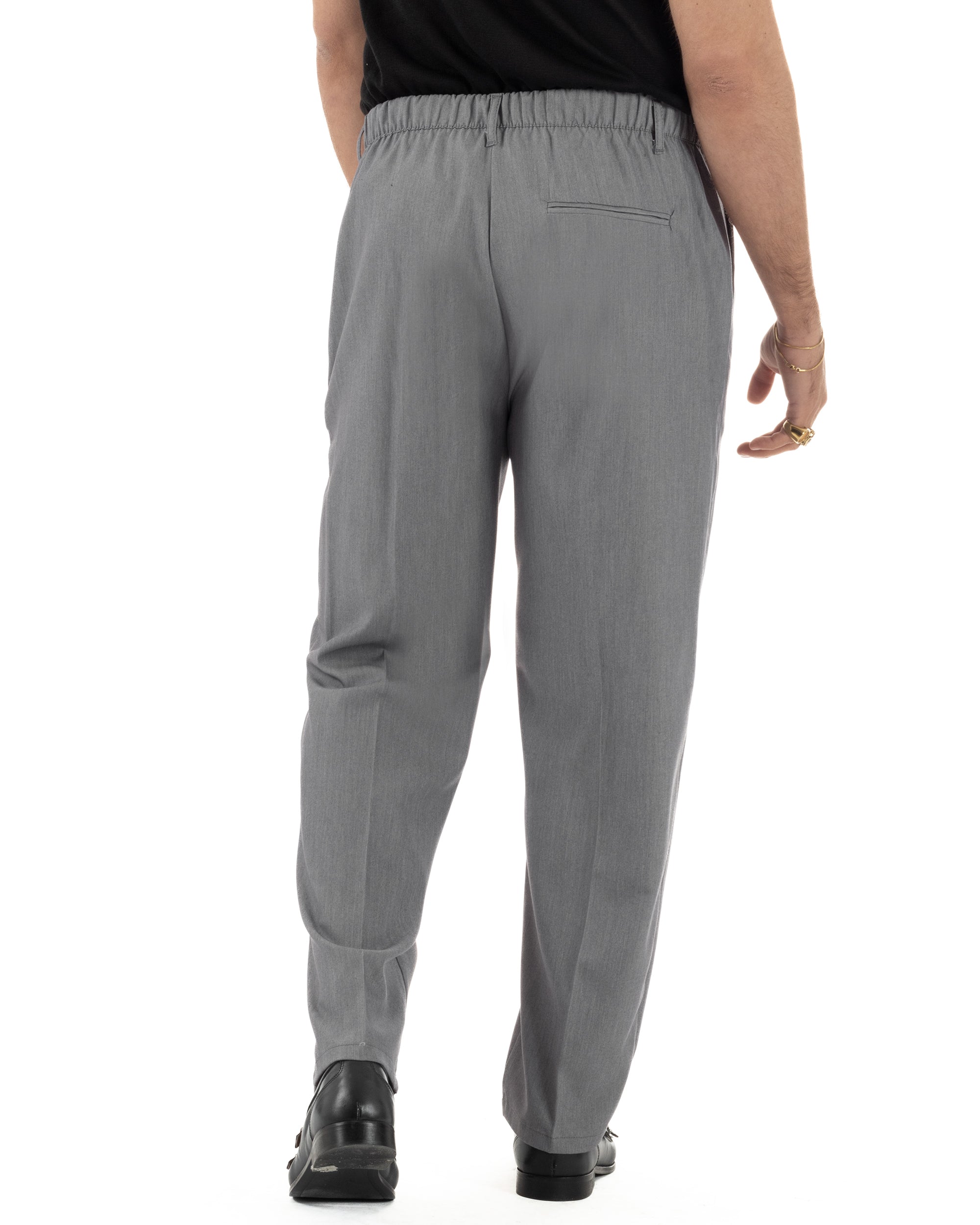 Pantaloni uomo viscosa leggero fondo largo baggy con pinces grigio GIOSAL-P6473A