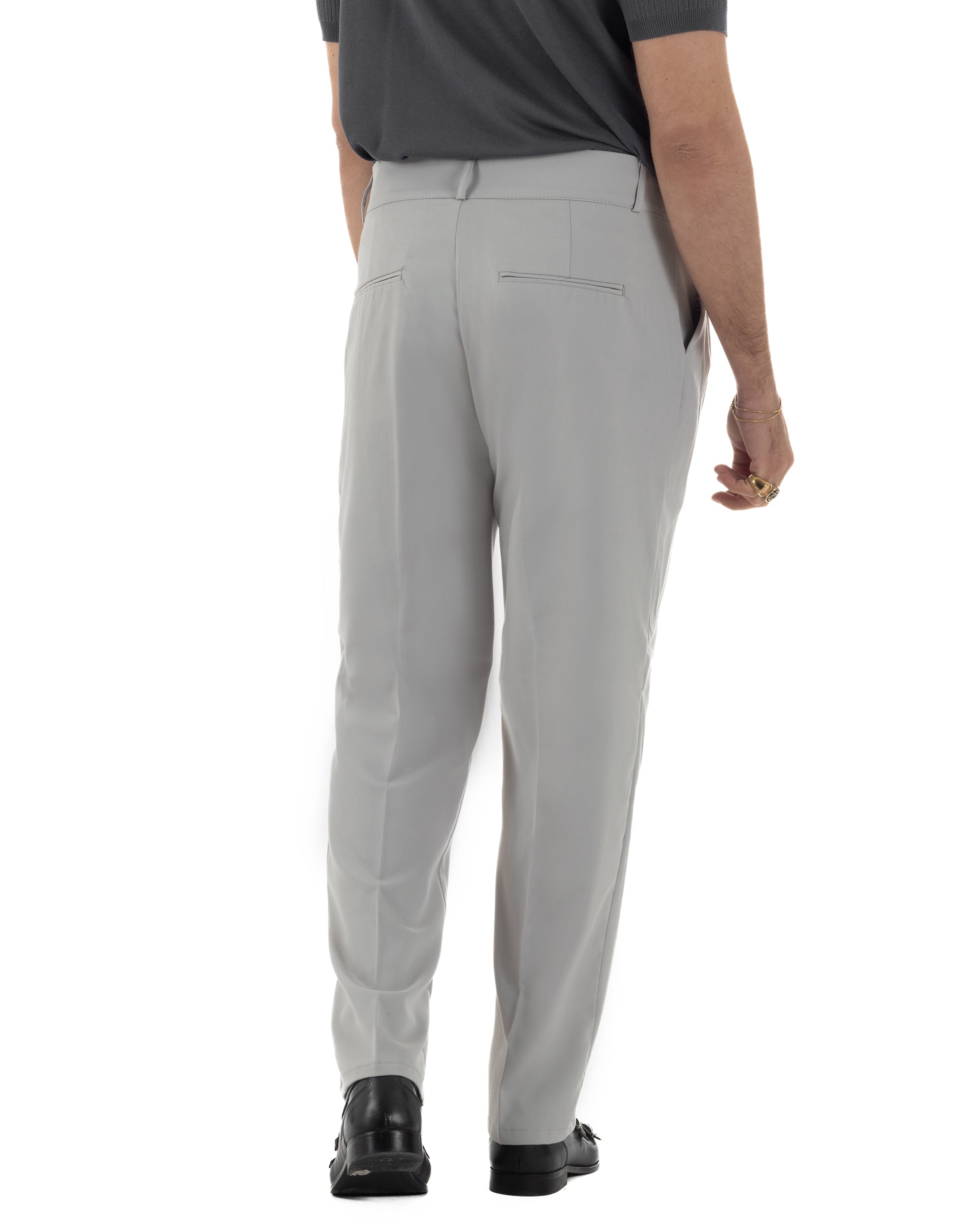 Pantaloni uomo viscosa baggy fondo ampio vita alta pinces grigio GIOSAL-P6482A