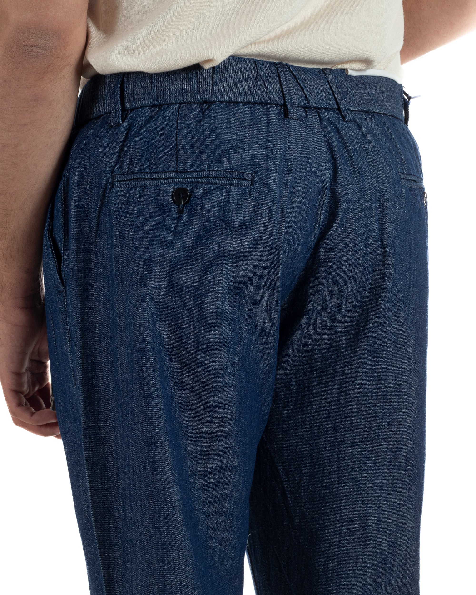 Pantaloni pantalaccio uomo chino tasche america sartoriale coulisse denim melangiato GIOSAL-P6507A