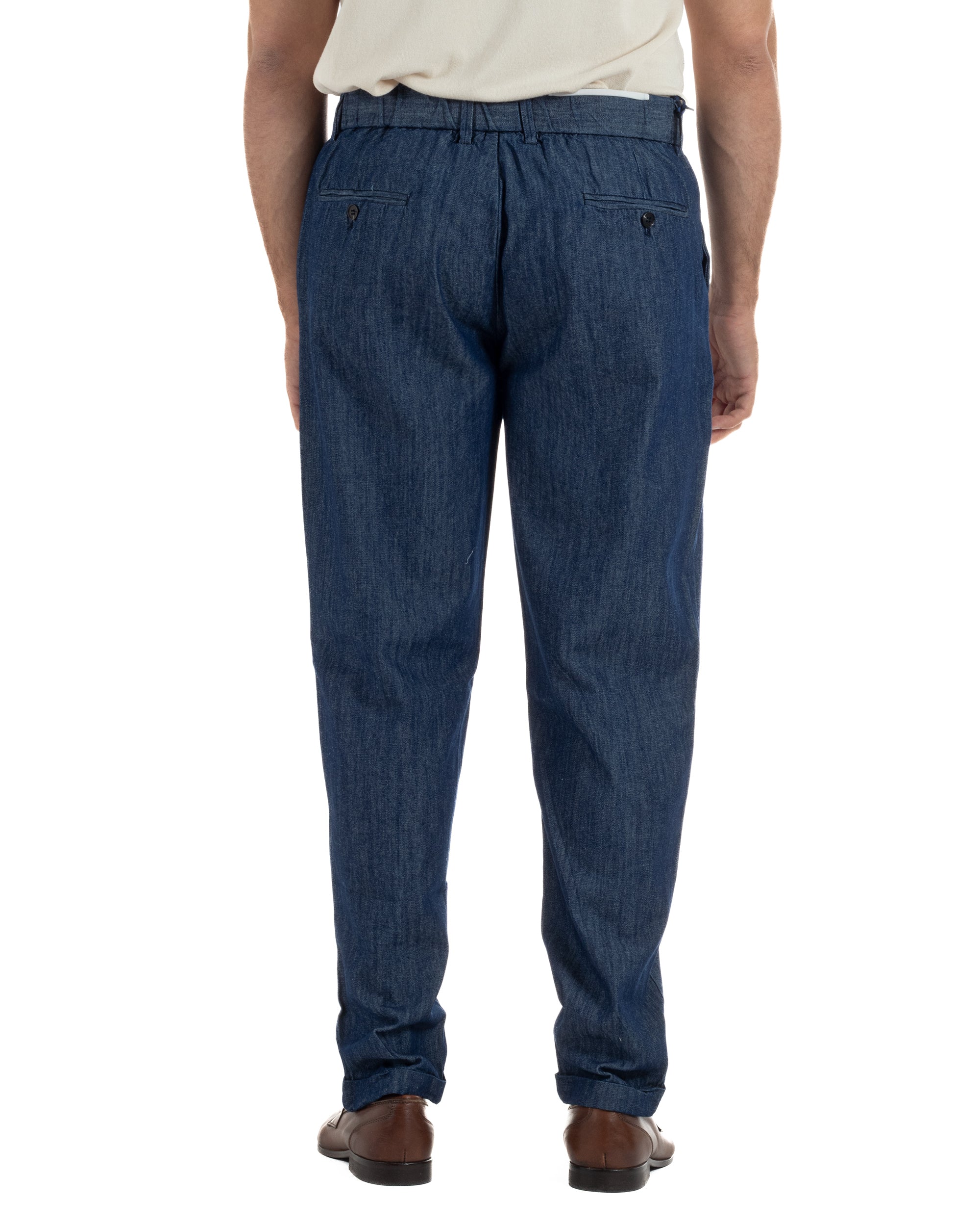 Pantaloni pantalaccio uomo chino tasche america sartoriale coulisse denim melangiato GIOSAL-P6507A