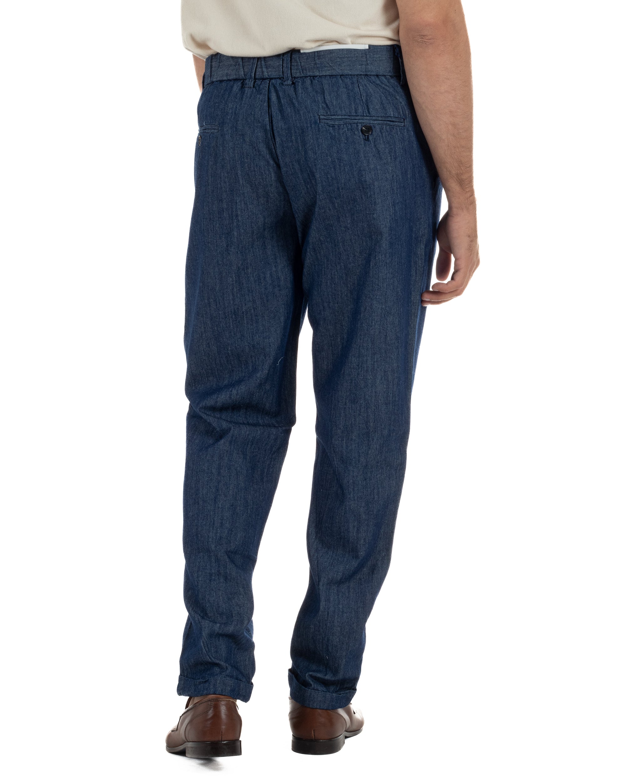 Pantaloni pantalaccio uomo chino tasche america sartoriale coulisse denim melangiato GIOSAL-P6507A