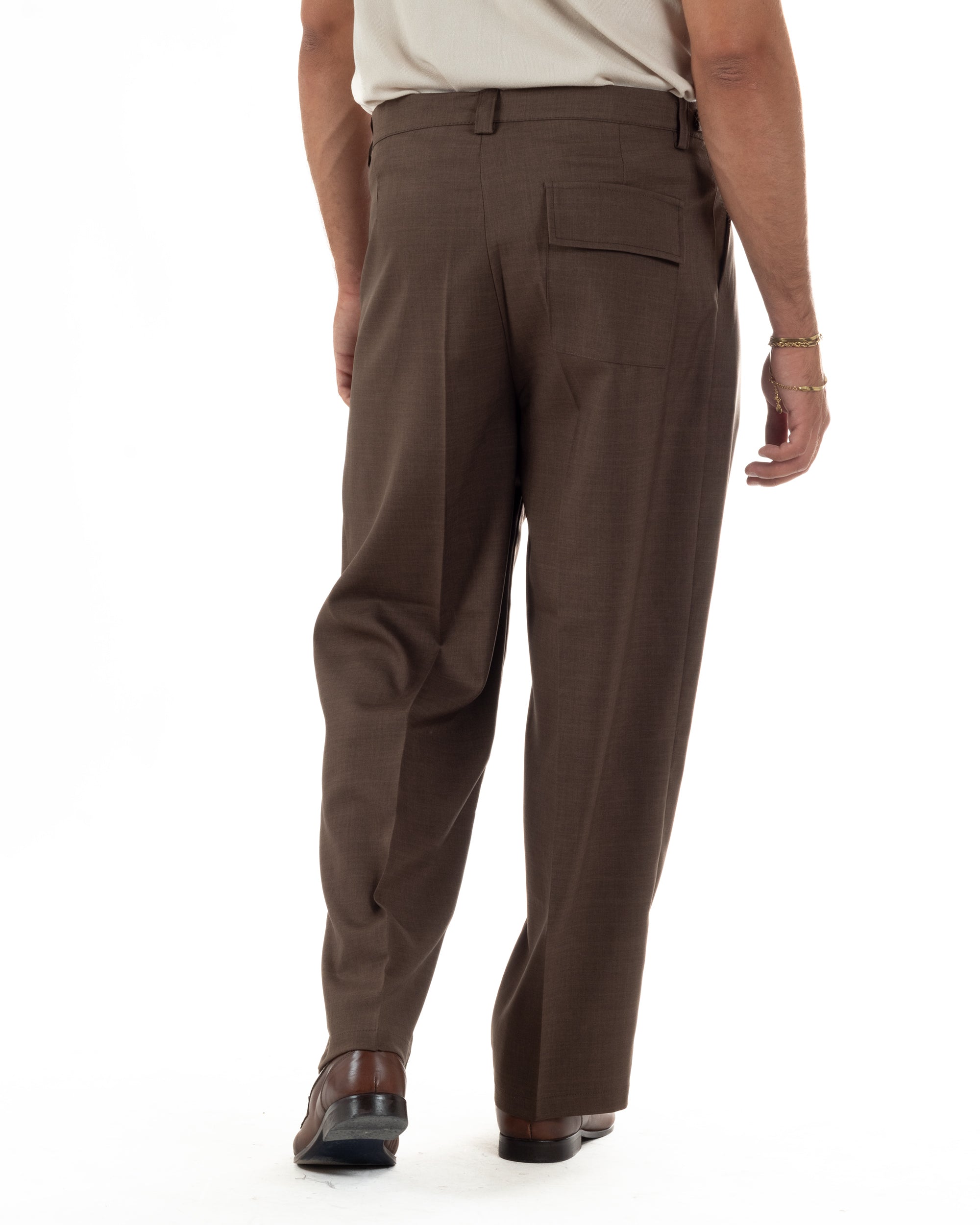 Pantaloni uomo gurkha doppia pinces fondo largomarrone melangiato GIOSAL-P6514A