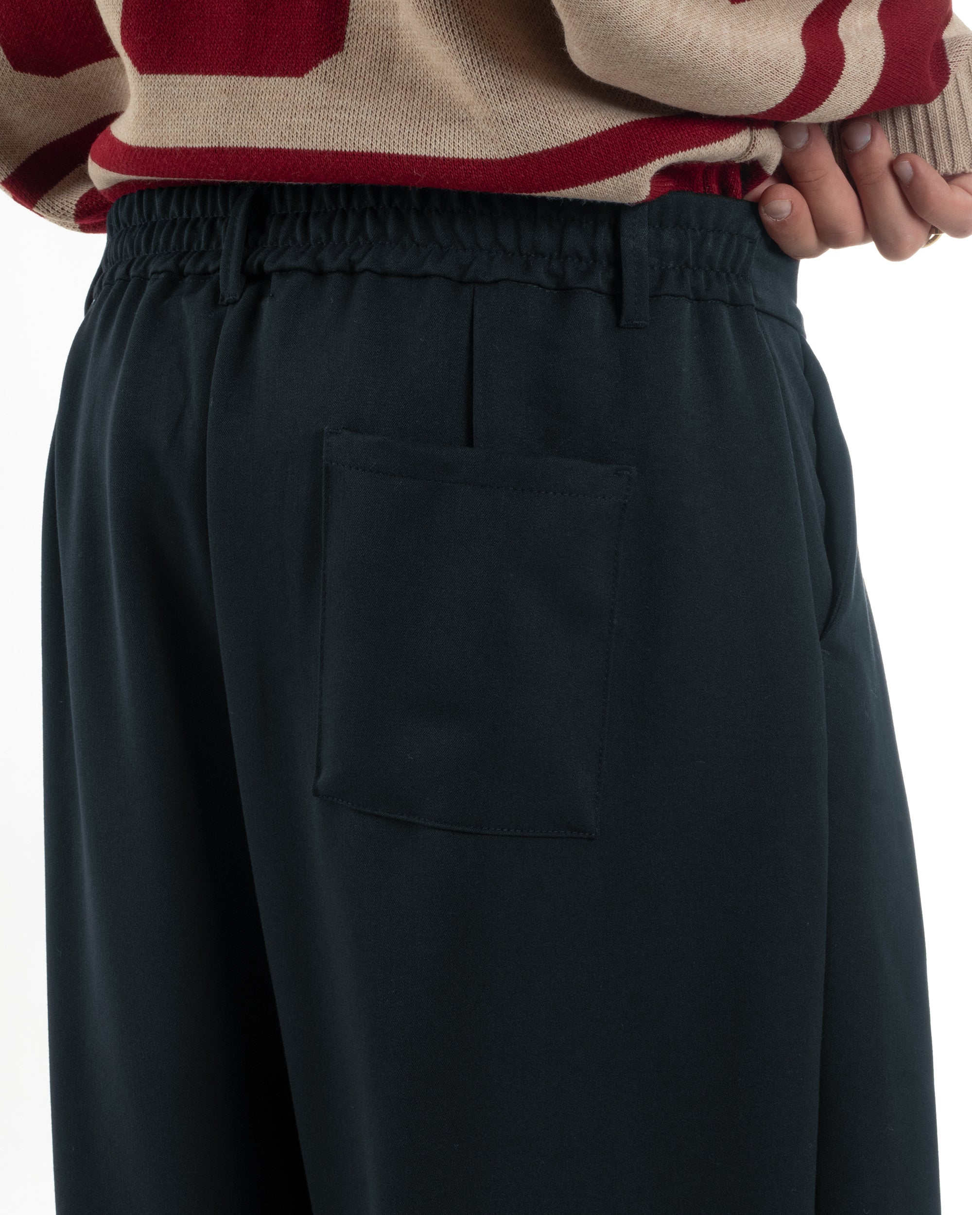 Pantaloni uomo viscosa baggy wide fit pinces blu P6523A