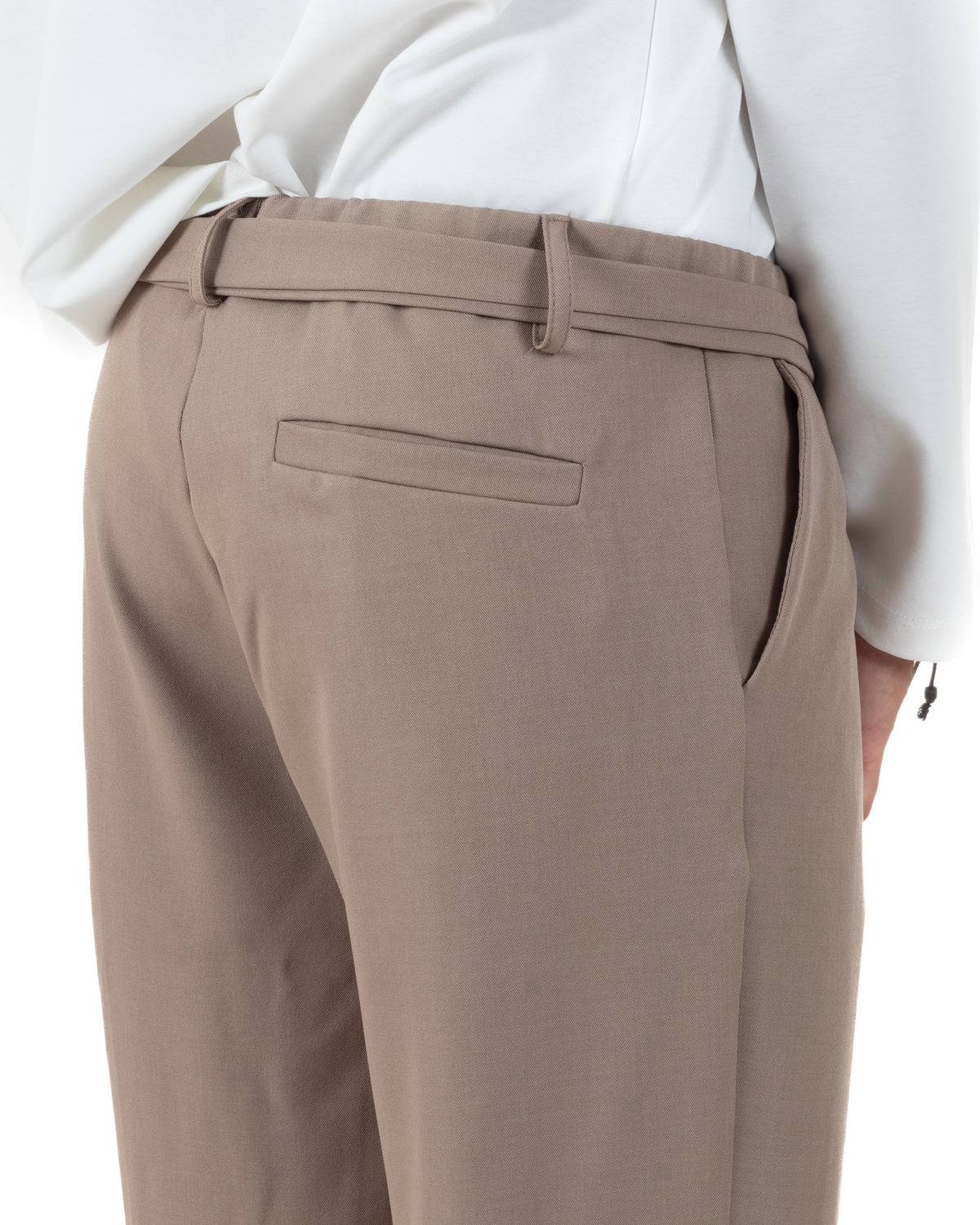 Pantaloni Uomo Viscosa Palazzo Fondo Ampio Cintura Baggy Beige P6526A