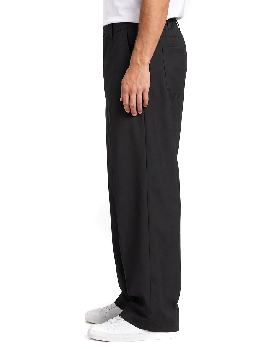 Pantaloni uomo baggy fit wide leg e vita elasticizzata nero GIOSAL-P6530A