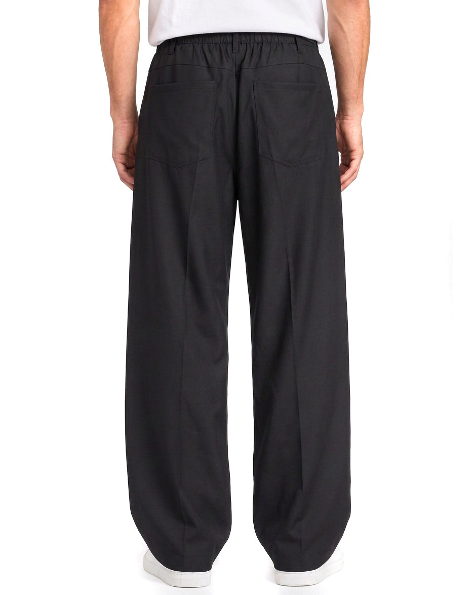 Pantaloni uomo baggy fit wide leg e vita elasticizzata nero GIOSAL-P6530A