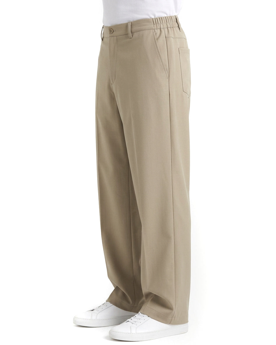Pantaloni uomo baggy fit wide leg e vita elasticizzata beige GIOSAL-P6532A