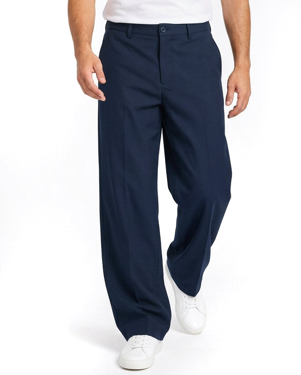 Gamba ampia e caduta morbida dei pantaloni baggy blu GIOSAL.
