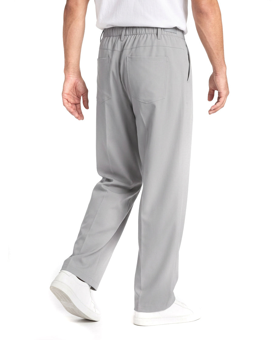 Vita elasticizzata e tasche applicate sul retro dei pantaloni GIOSAL grigio chiaro a gamba larga.