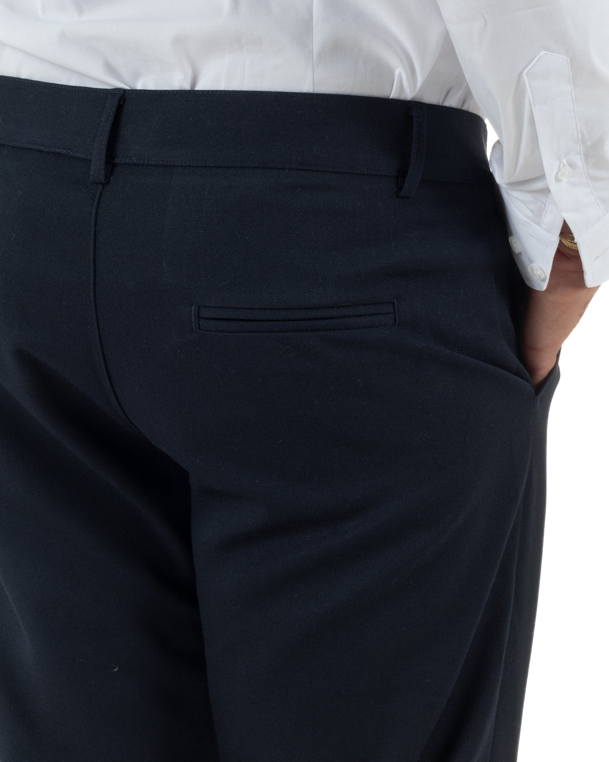 Pantaloni uomo viscosa eleganti affusolata con pinces blu GIOSAL-P6537A