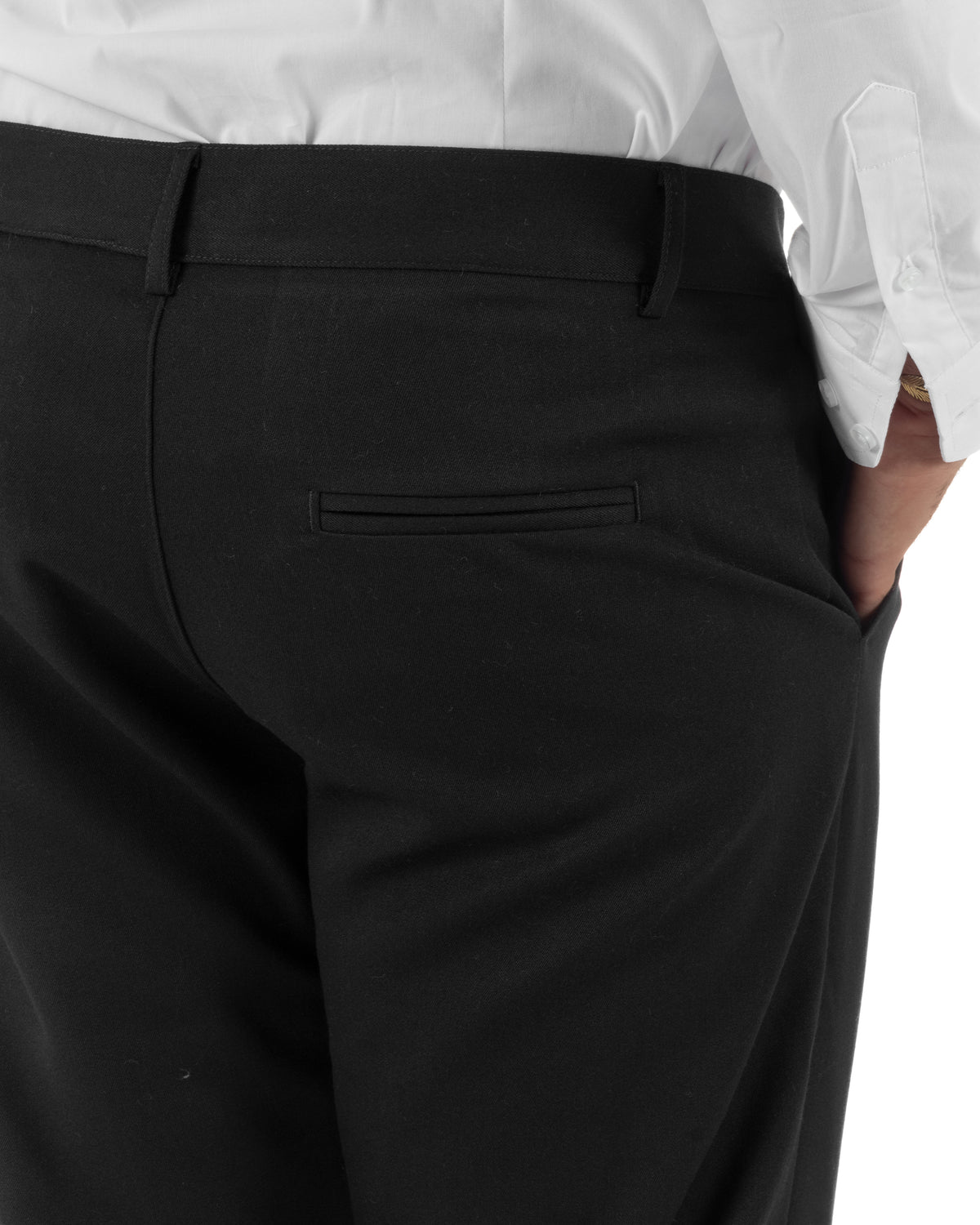 Pantaloni uomo viscosa eleganti affusolata con pinces nero GIOSAL-P6538A