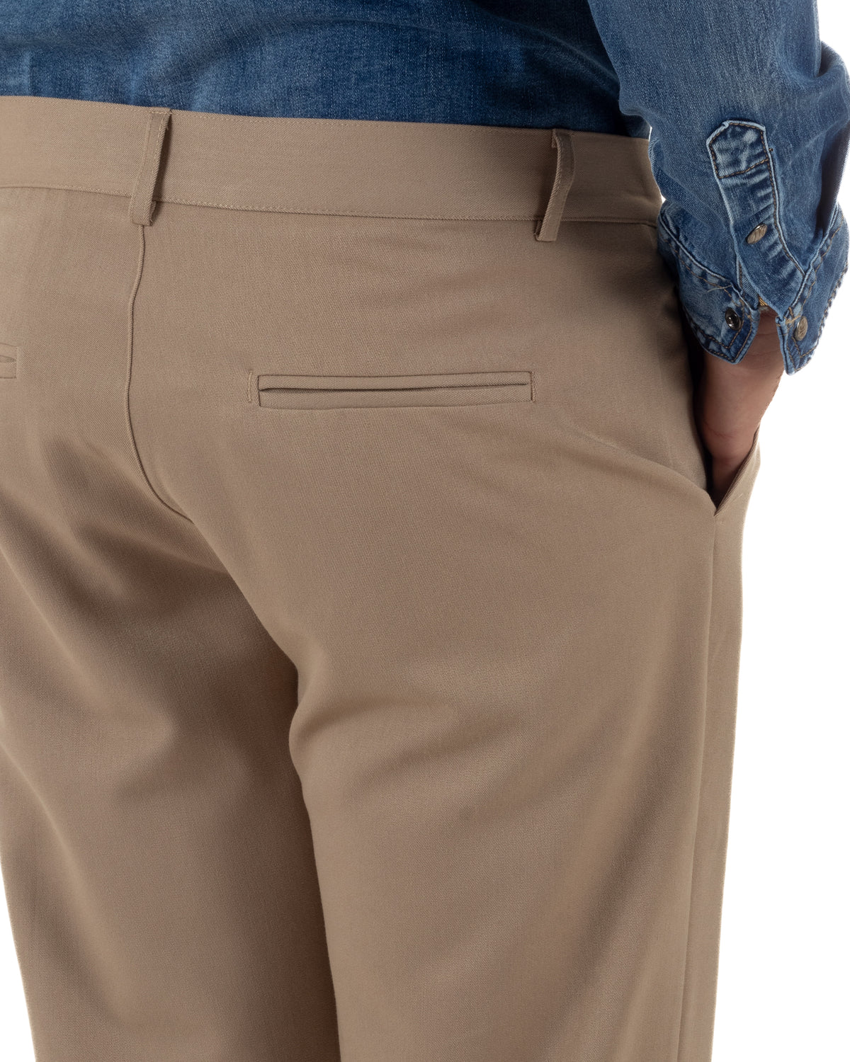 Pantaloni uomo viscosa eleganti affusolata con pinces beige GIOSAL-P6540A