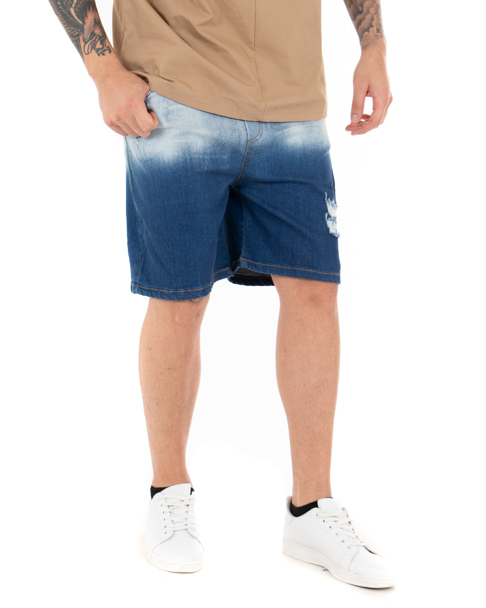 Bermuda Shorts Men's Two-Tone Jeans GIOSAL-PC1797A