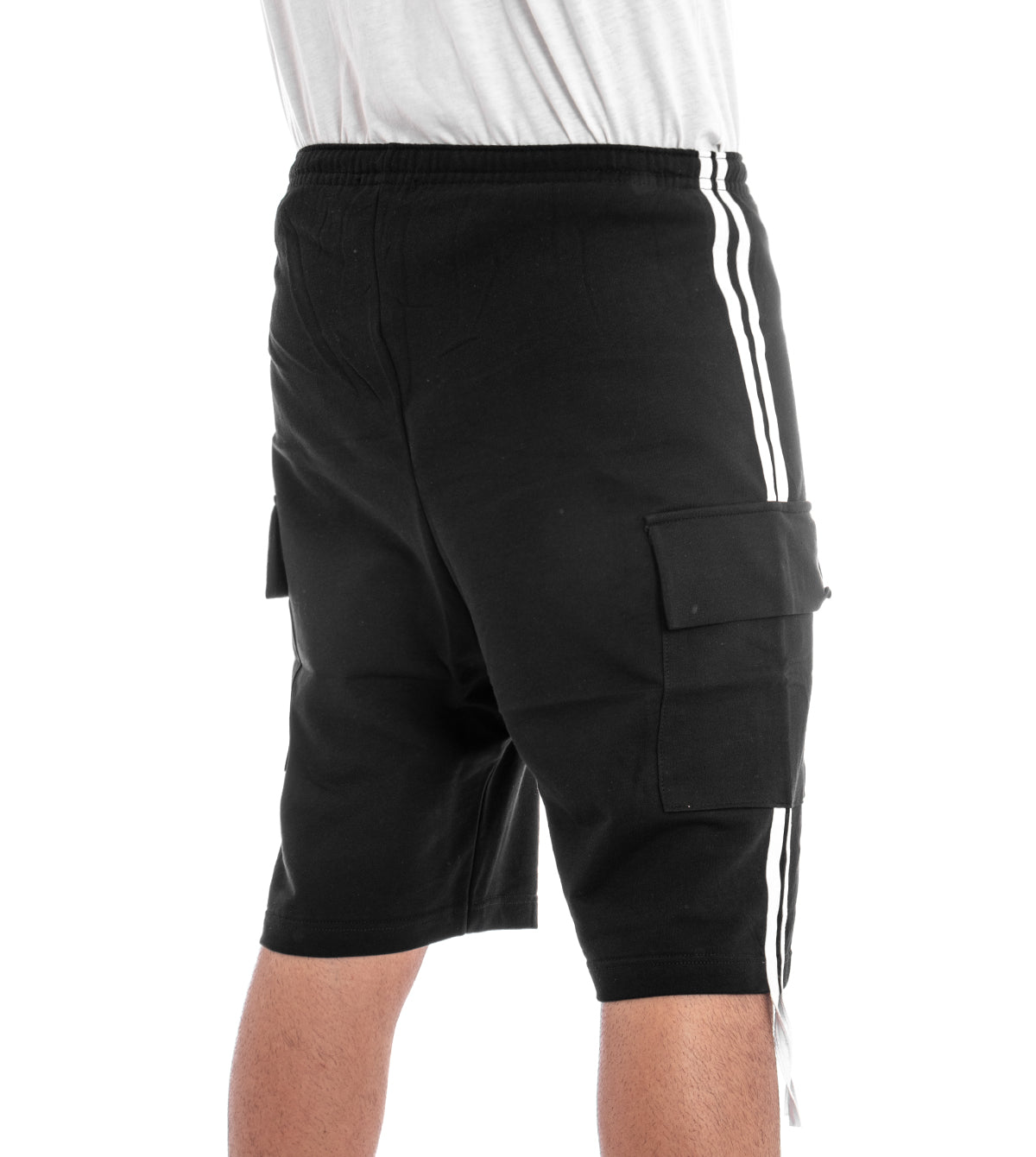 Bermuda Shorts Tracksuit Men Black Stripe Casual Trousers GIOSAL-PC1824A