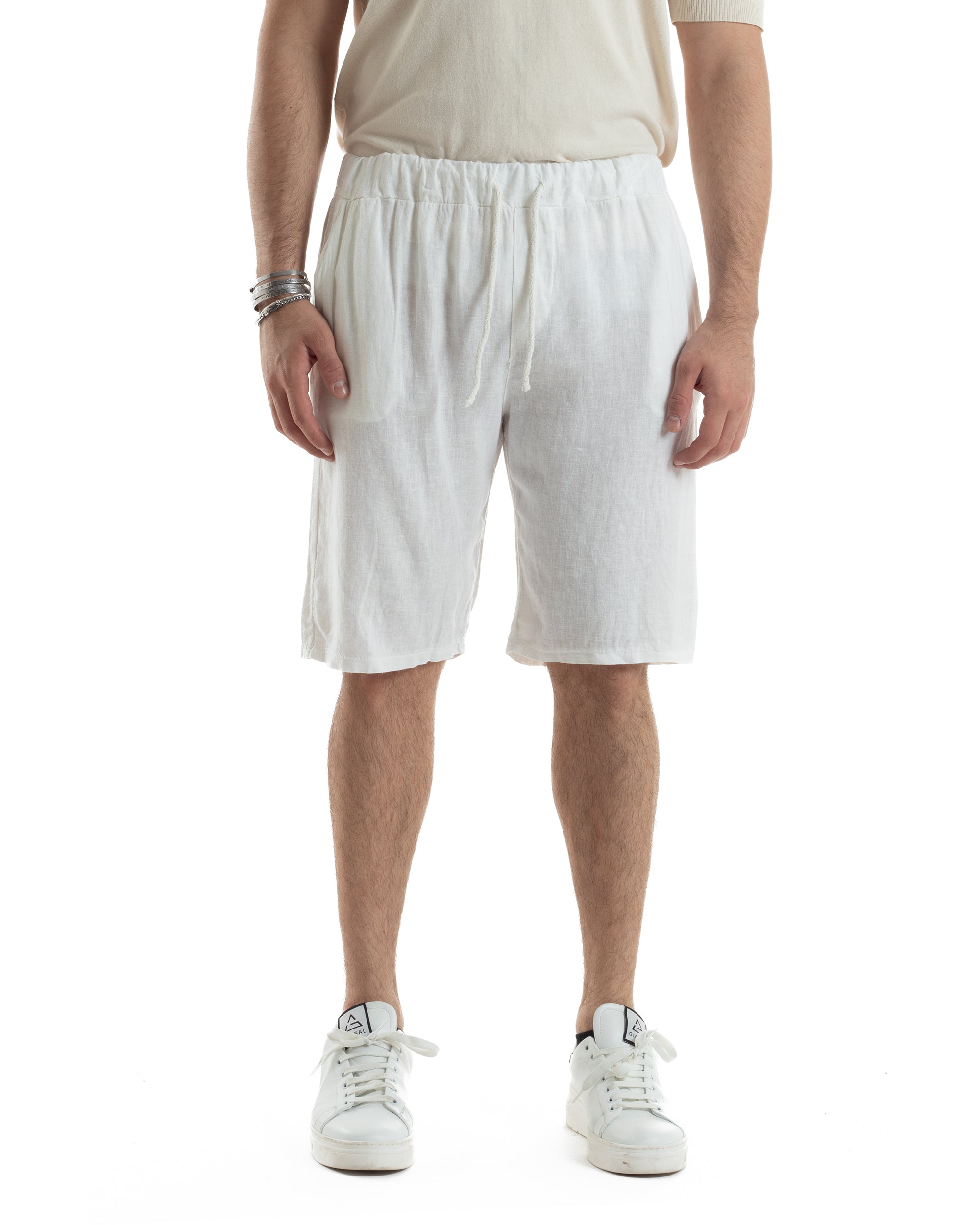 Bermuda Shorts Men's Linen Solid Color Brick Basic Giosal-PC1920A