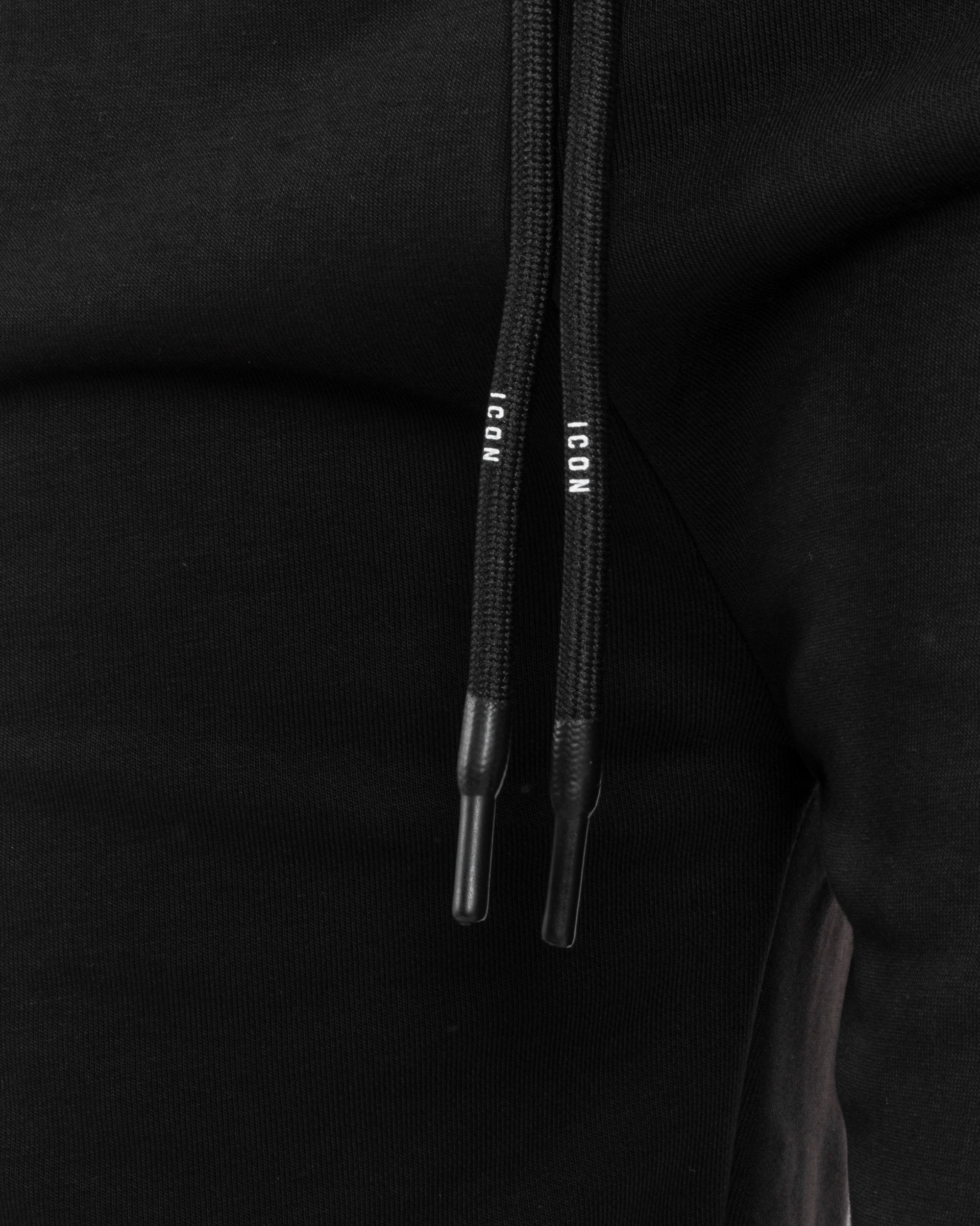 Dettaglio vita elastica coulisse regolabile bermuda cargo nero uomo jogger streetwear Icon brand