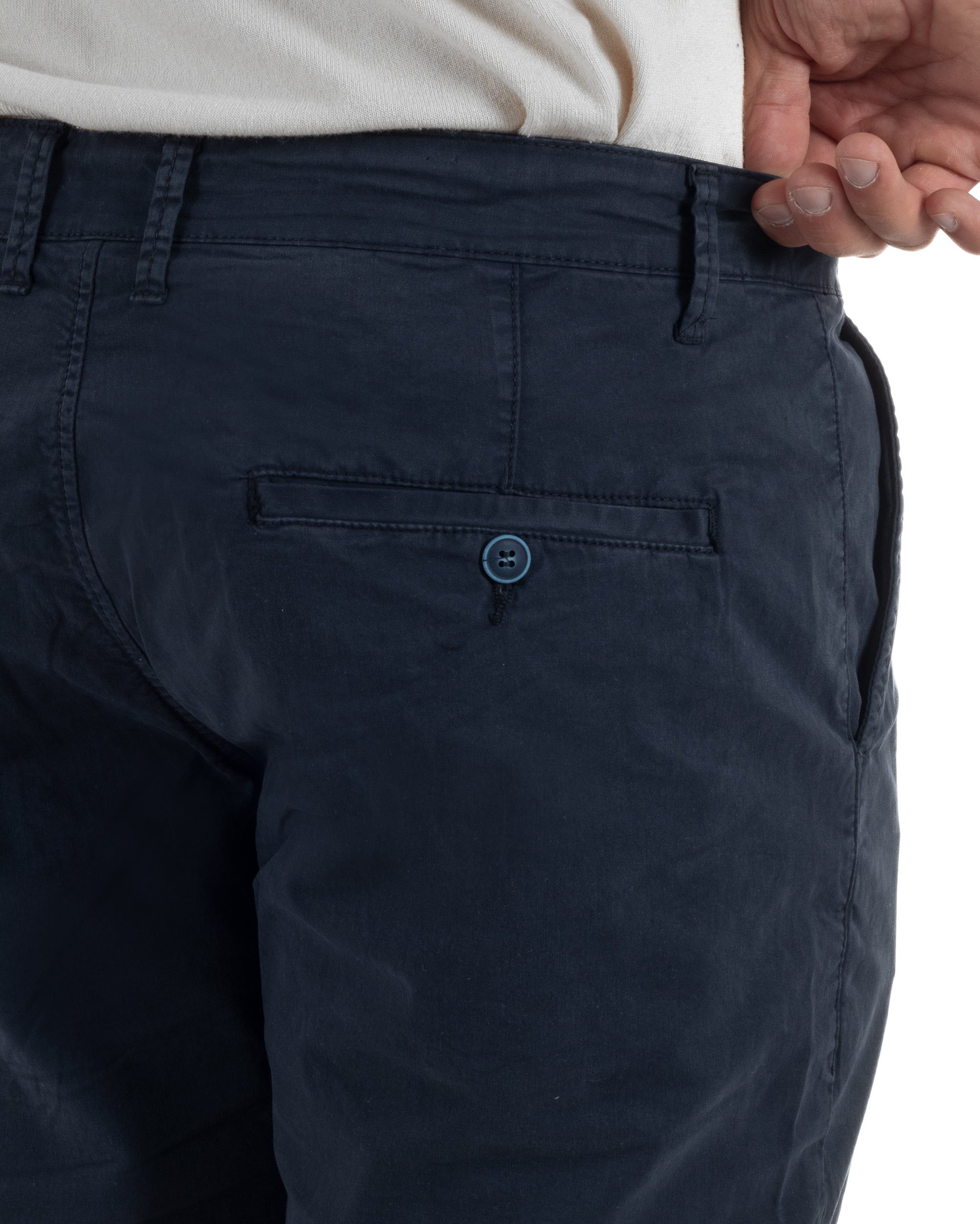 Bermuda uomo pantaloncini chino cotone tasche america basic blu GIOSAL-PC2043A