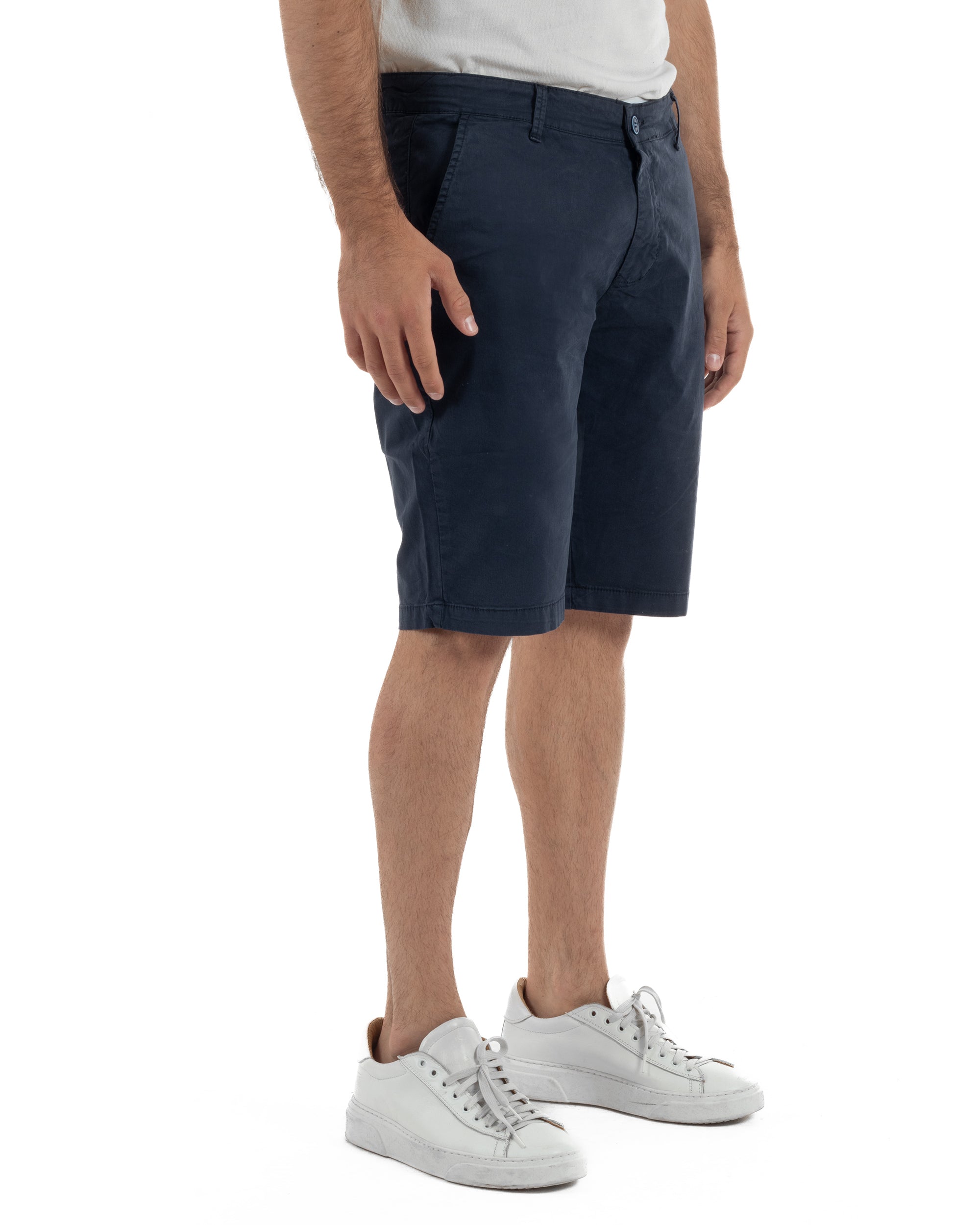 Bermuda uomo pantaloncini chino cotone tasche america basic blu GIOSAL-PC2043A