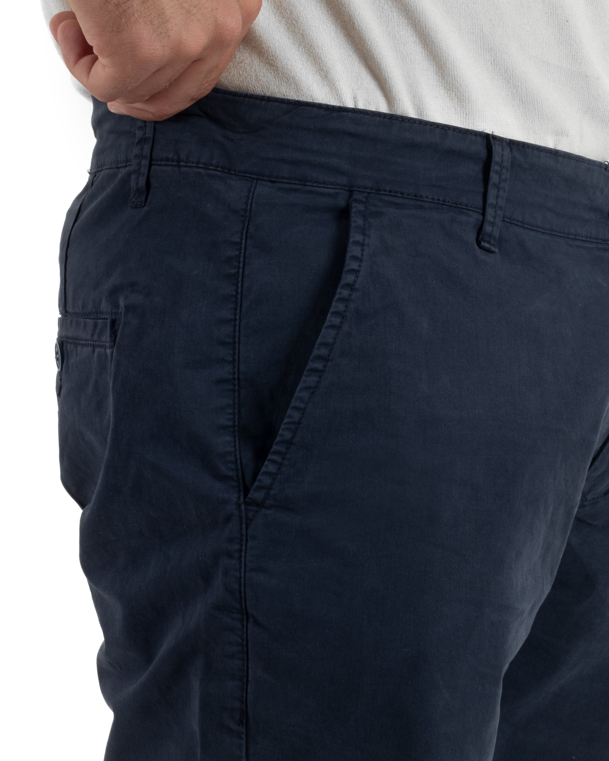 Bermuda uomo pantaloncini chino cotone tasche america basic blu GIOSAL-PC2043A