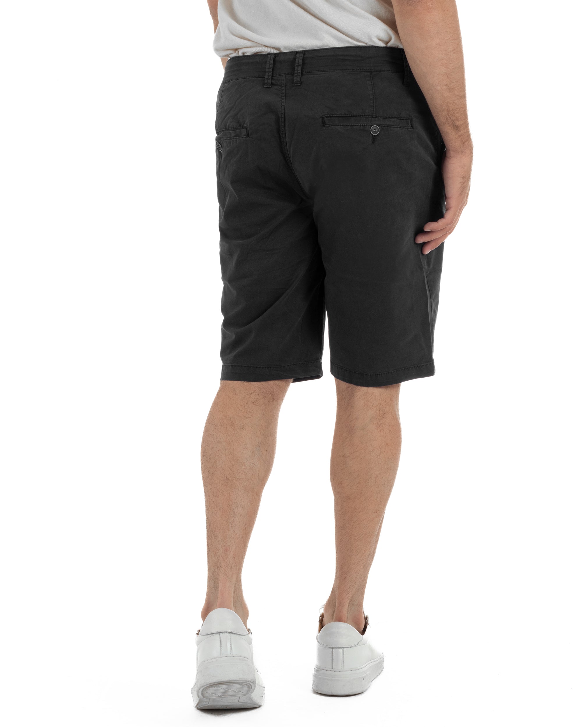 Bermuda uomo pantaloncini chino cotone tasche america basic nero GIOSAL-PC2044A