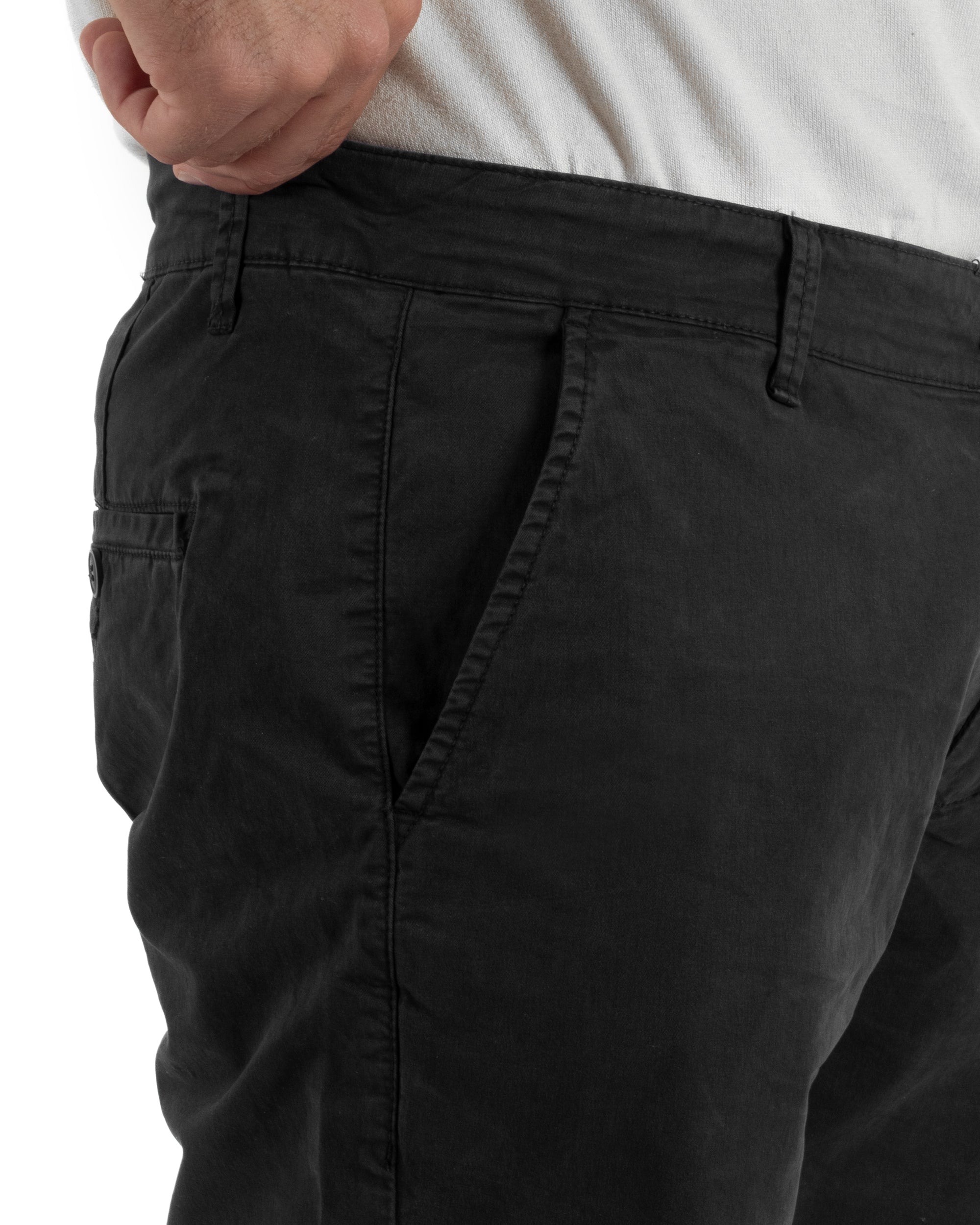 Bermuda uomo pantaloncini chino cotone tasche america basic nero GIOSAL-PC2044A
