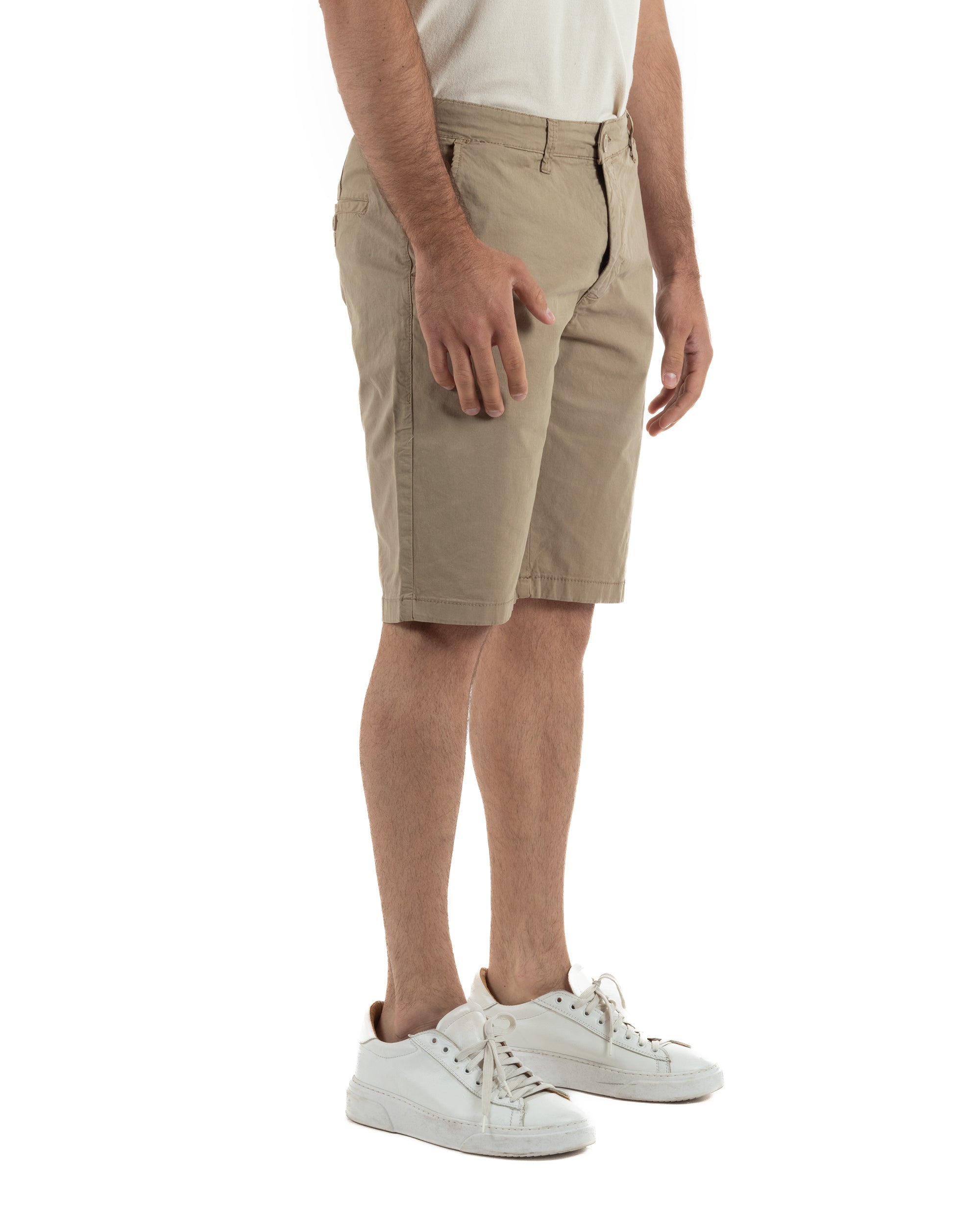 Bermuda uomo pantaloncini chino cotone tasche america basic beige GIOSAL-PC2045A