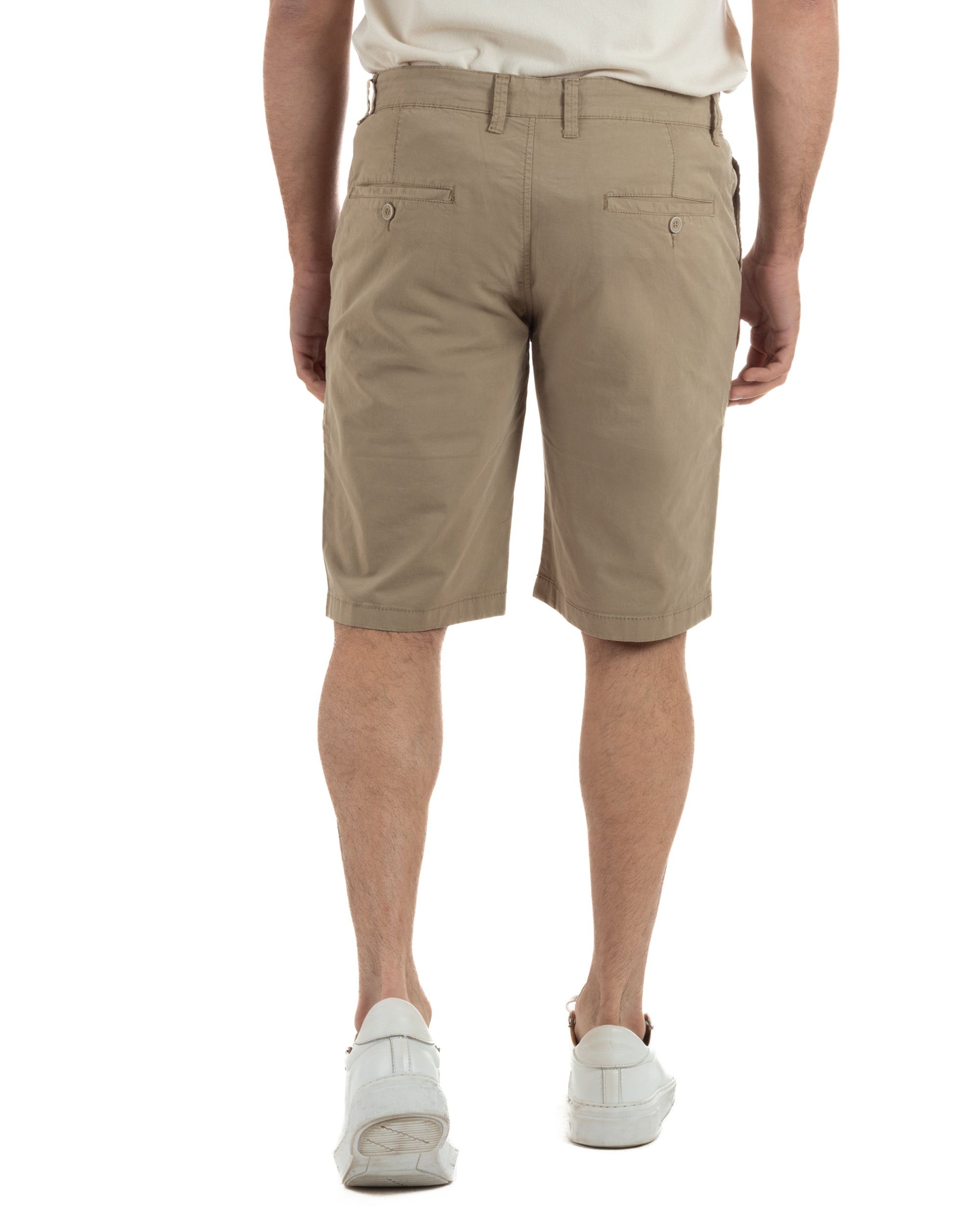 Bermuda uomo pantaloncini chino cotone tasche america basic beige GIOSAL-PC2045A