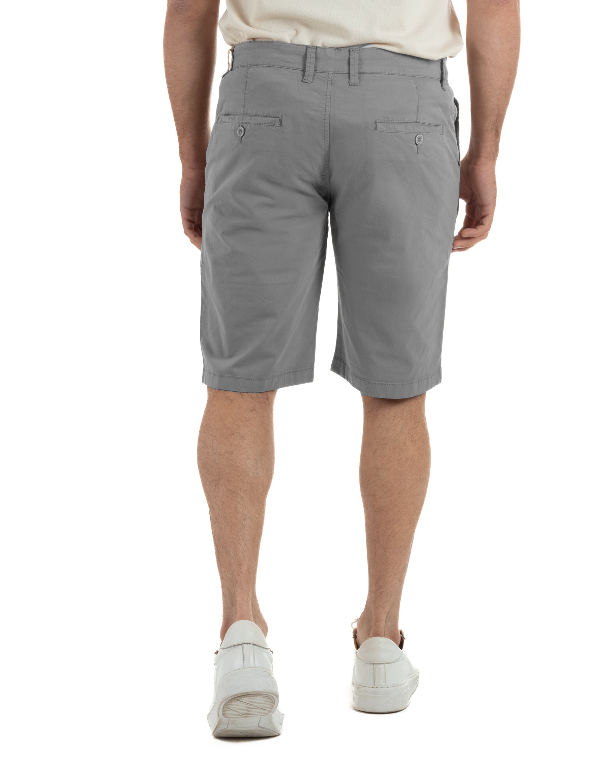 Bermuda uomo pantaloncini chino cotone tasche america basic grigio GIOSAL-PC2046A