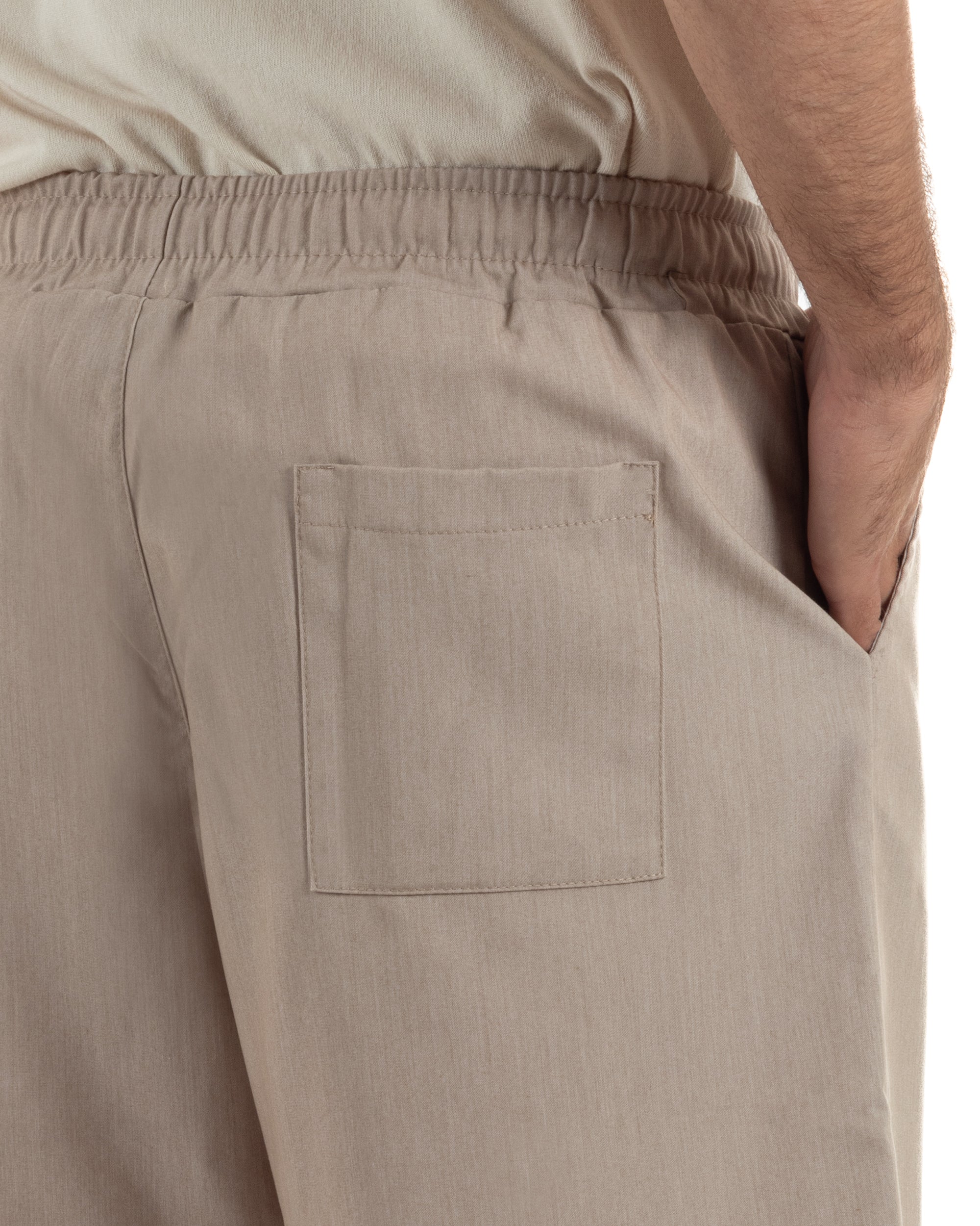 Bermuda uomo viscosa pantalaccio corto jogger wide leg oversize beige melangiato GIOSAL-PC2048A