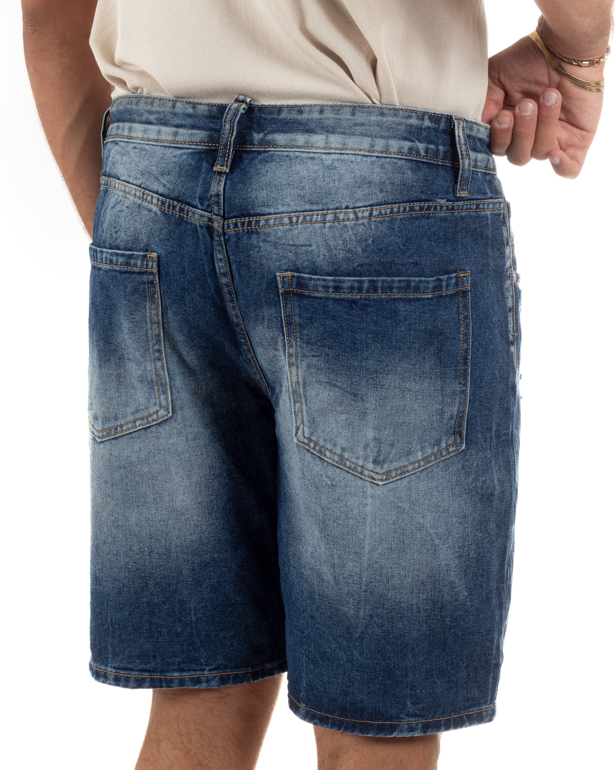 Bermuda pantaloncini uomo jeans rotture cinque tasche denim medio GIOSAL-PC2052A
