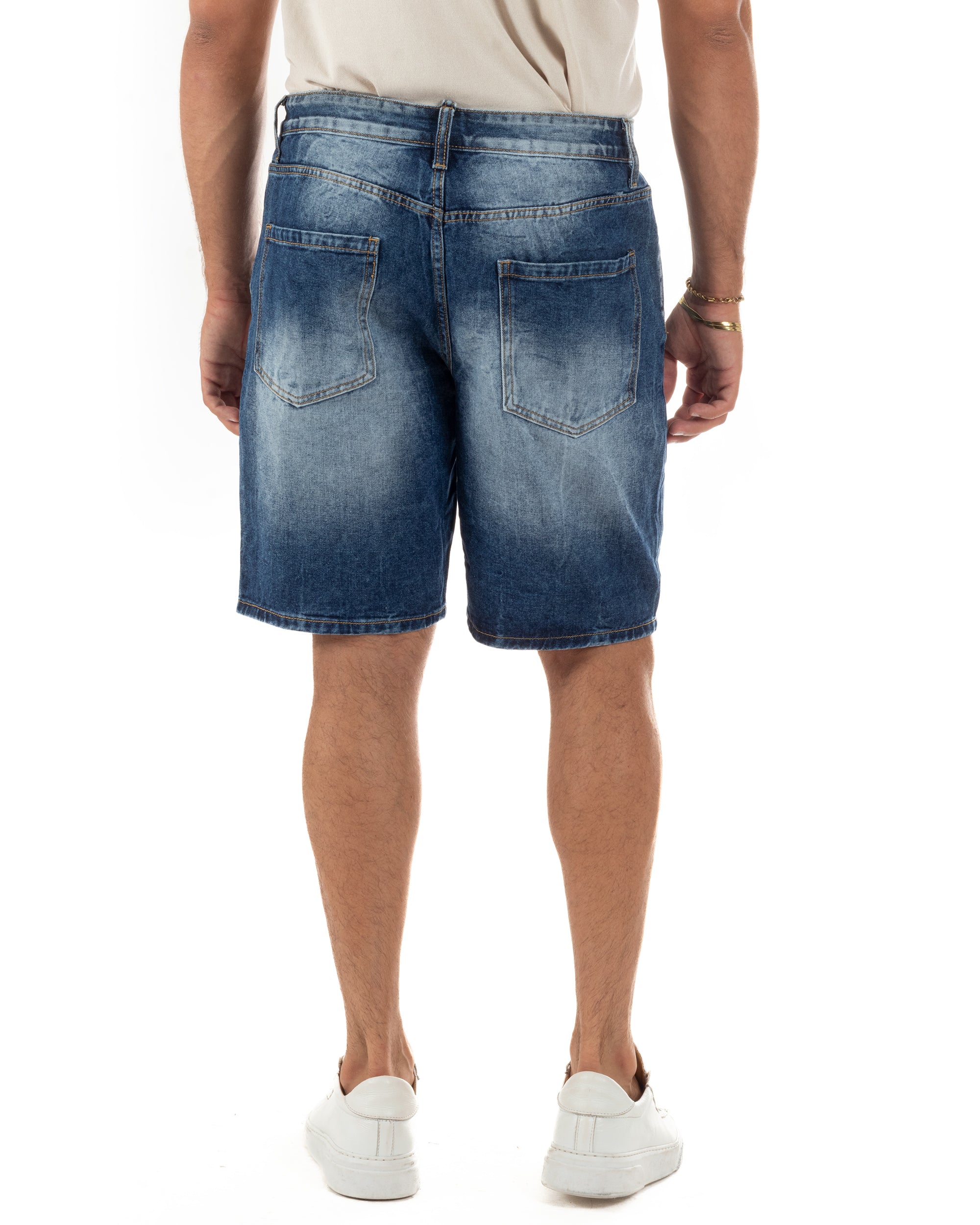 Bermuda pantaloncini uomo jeans rotture cinque tasche denim medio GIOSAL-PC2052A