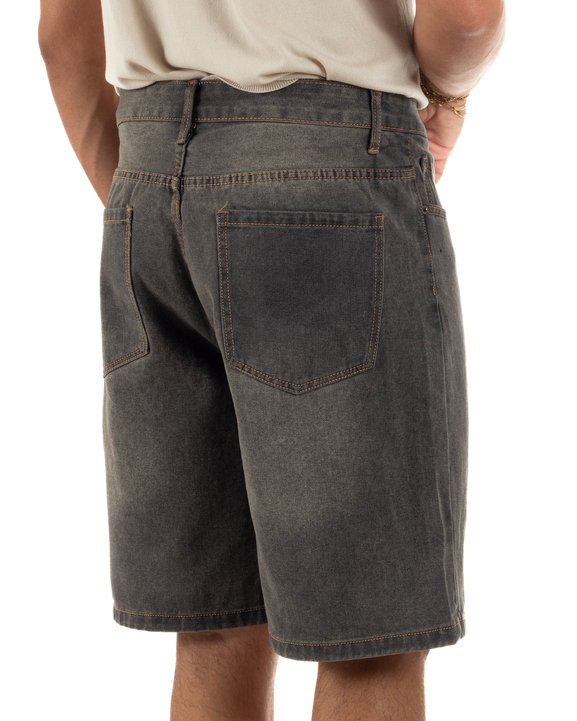 Bermuda pantaloncini uomo jeans basic cinque tasche denim sabbiato GIOSAL-PC2054A