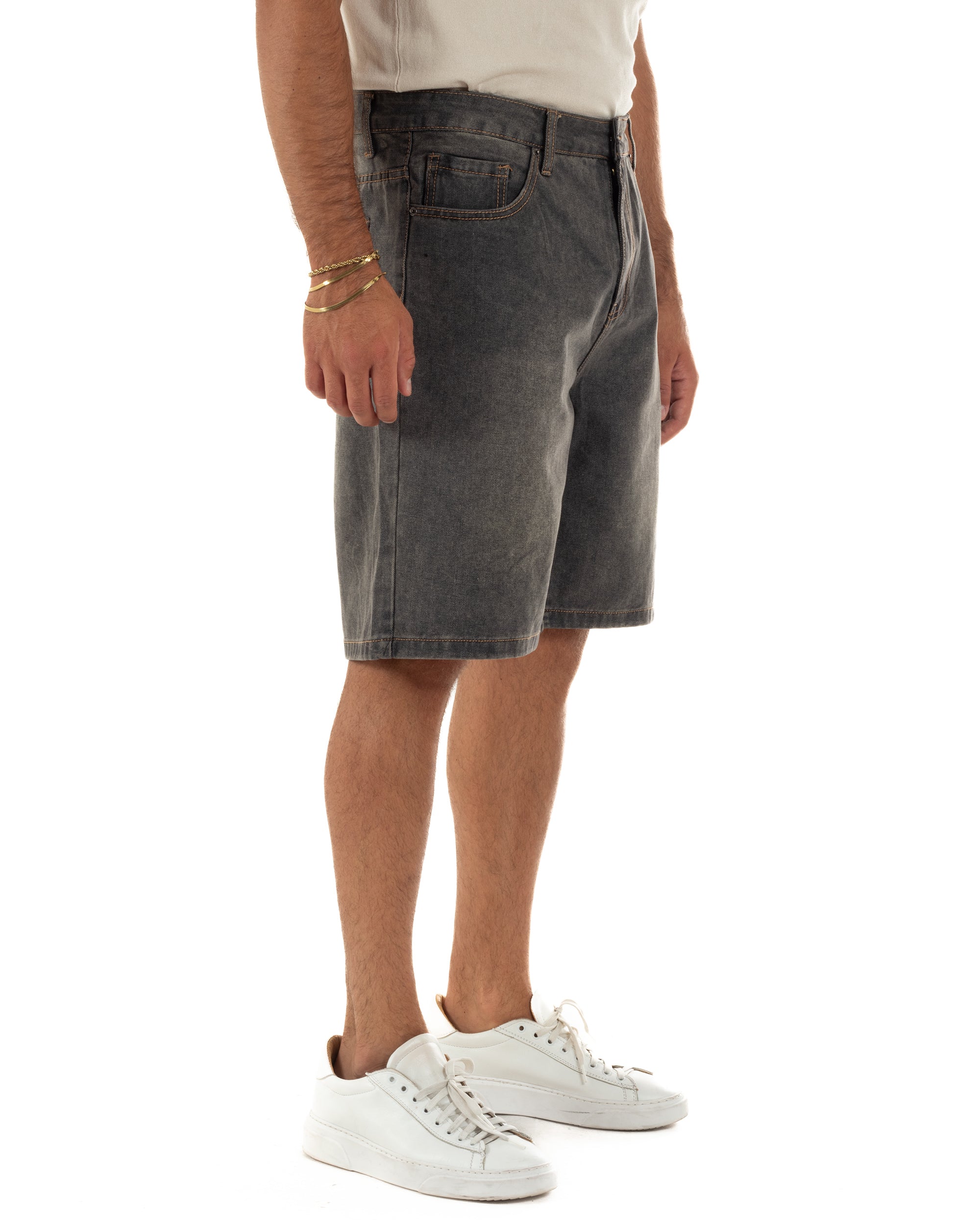 Bermuda pantaloncini uomo jeans basic cinque tasche denim sabbiato GIOSAL-PC2054A