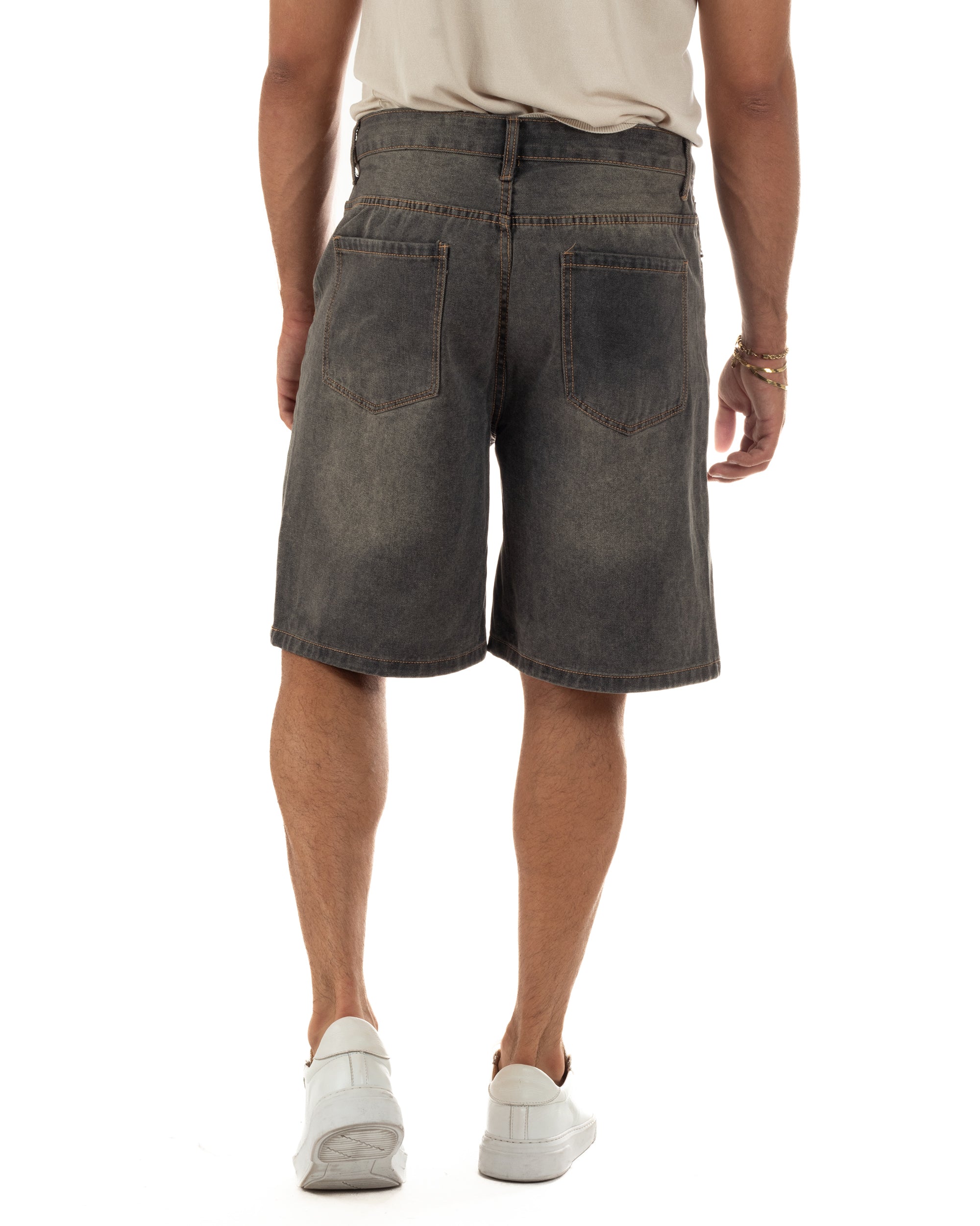 Bermuda pantaloncini uomo jeans basic cinque tasche denim sabbiato GIOSAL-PC2054A