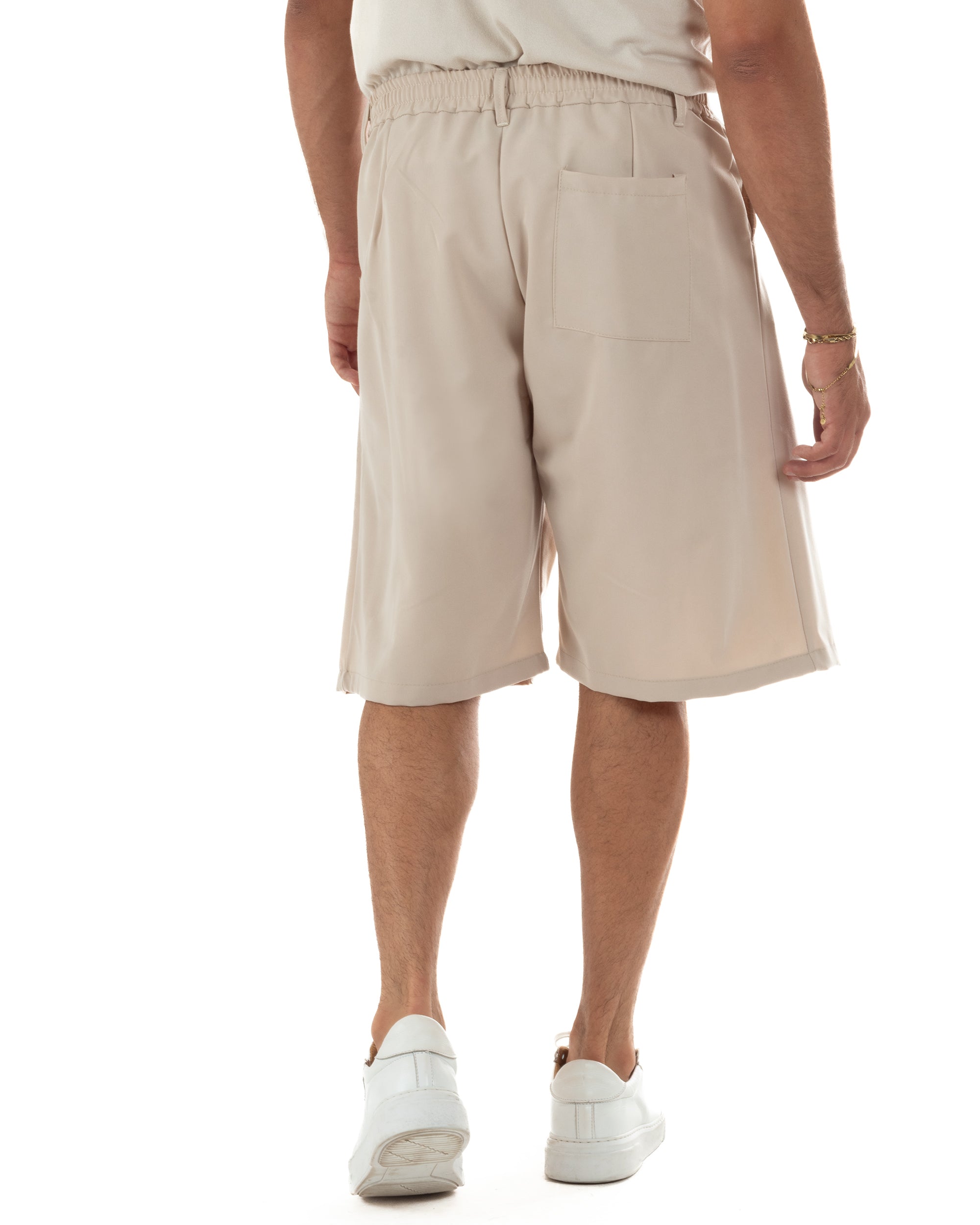 Bermuda pantaloncini uomo baggy fit pinces beige GIOSAL-PC2060A