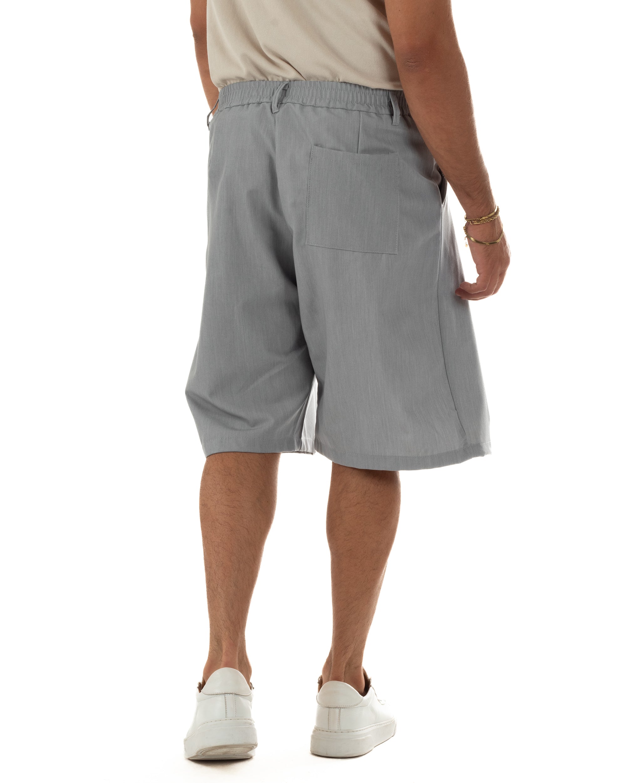 Bermuda pantaloncini uomo baggy fit pinces grigio GIOSAL-PC2062A